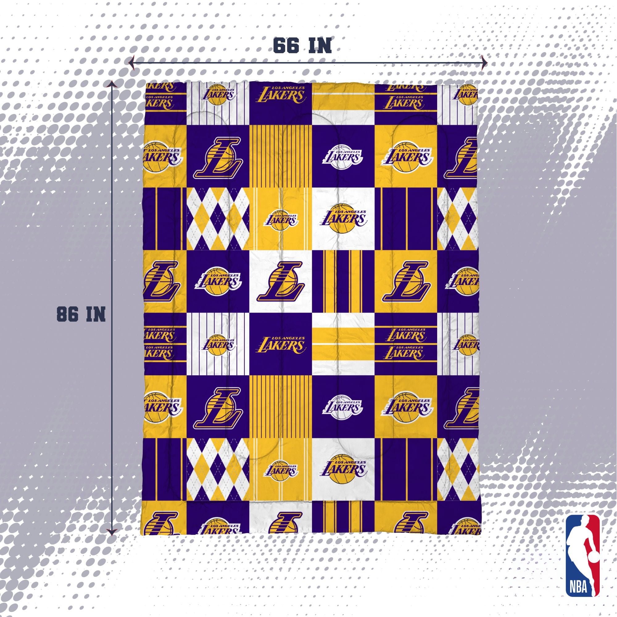 Ensemble de literie deux pièces Pegasus Los Angeles Lakers Patchwork Plaid Twin/Twin XL