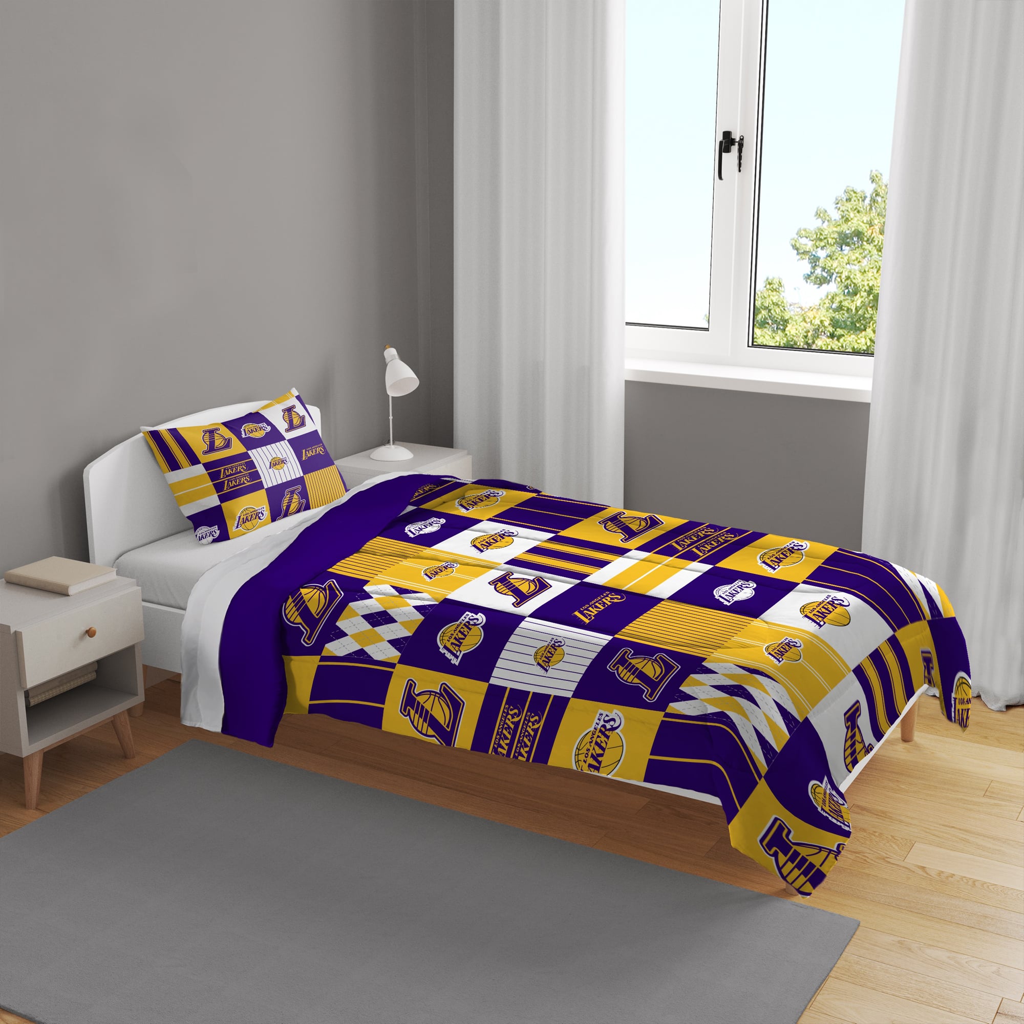 Ensemble de literie deux pièces Pegasus Los Angeles Lakers Patchwork Plaid Twin/Twin XL