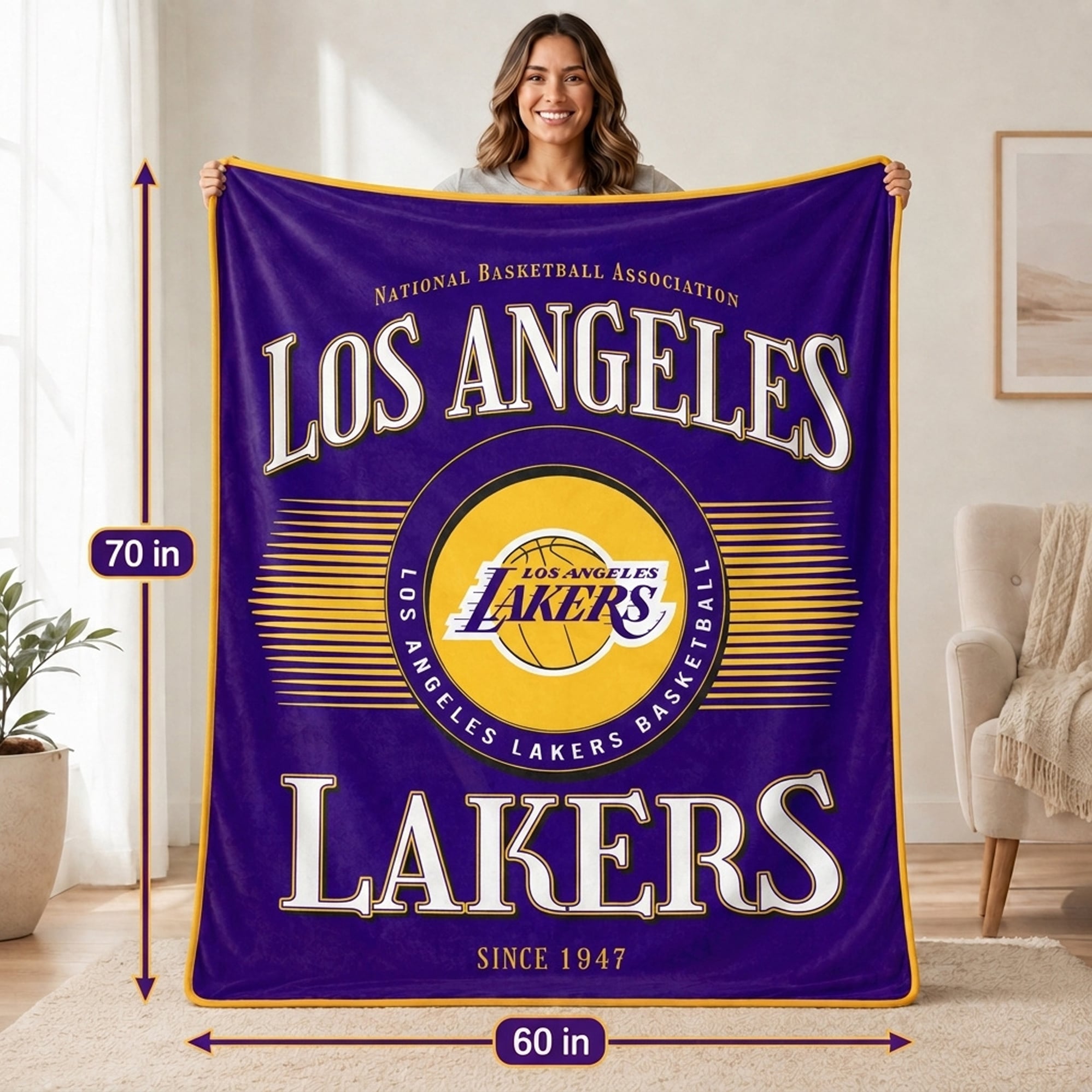 Couverture Pegasus Los Angeles Lakers Spotlight Arch 60" x 70" ultra douce