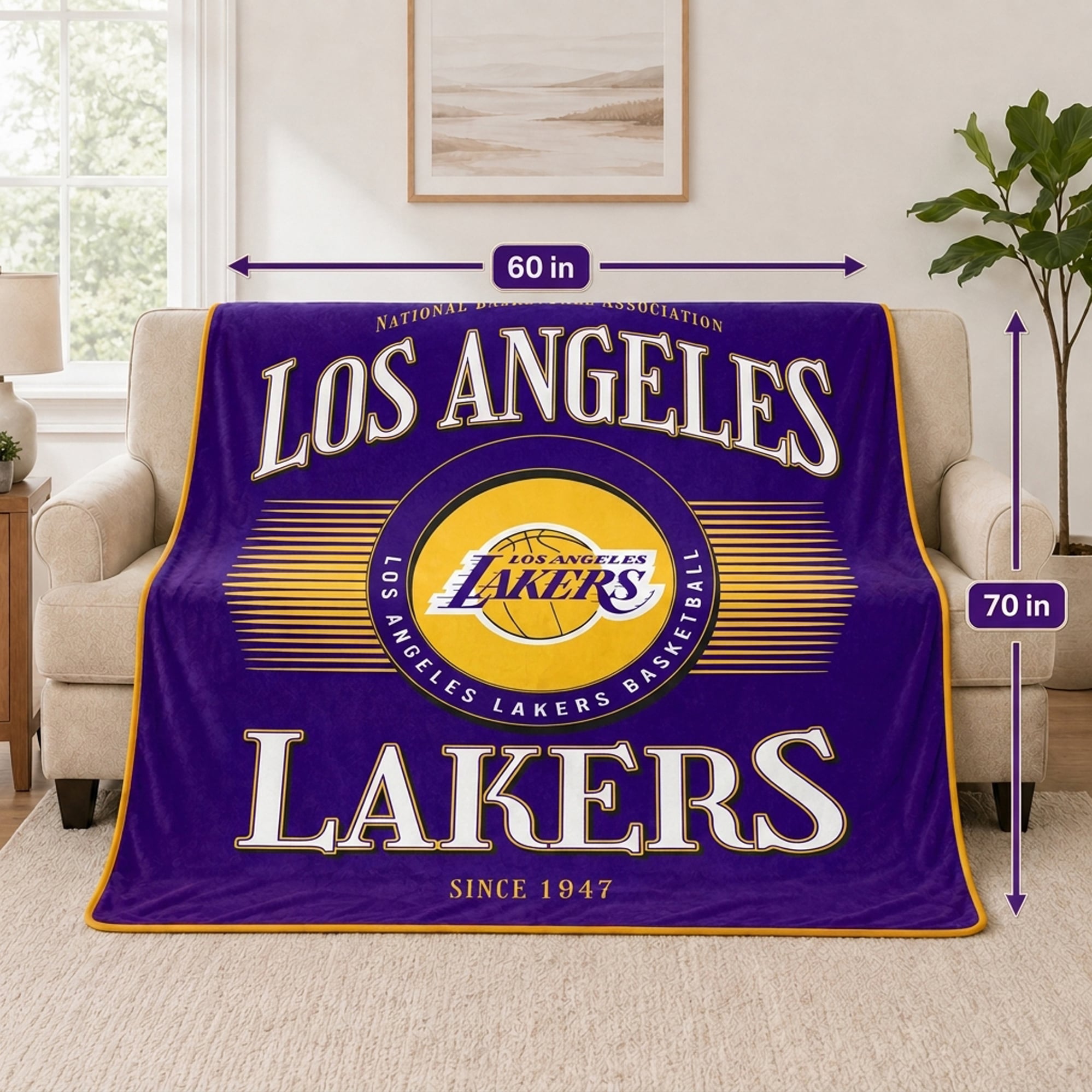 Couverture Pegasus Los Angeles Lakers Spotlight Arch 60" x 70" ultra douce