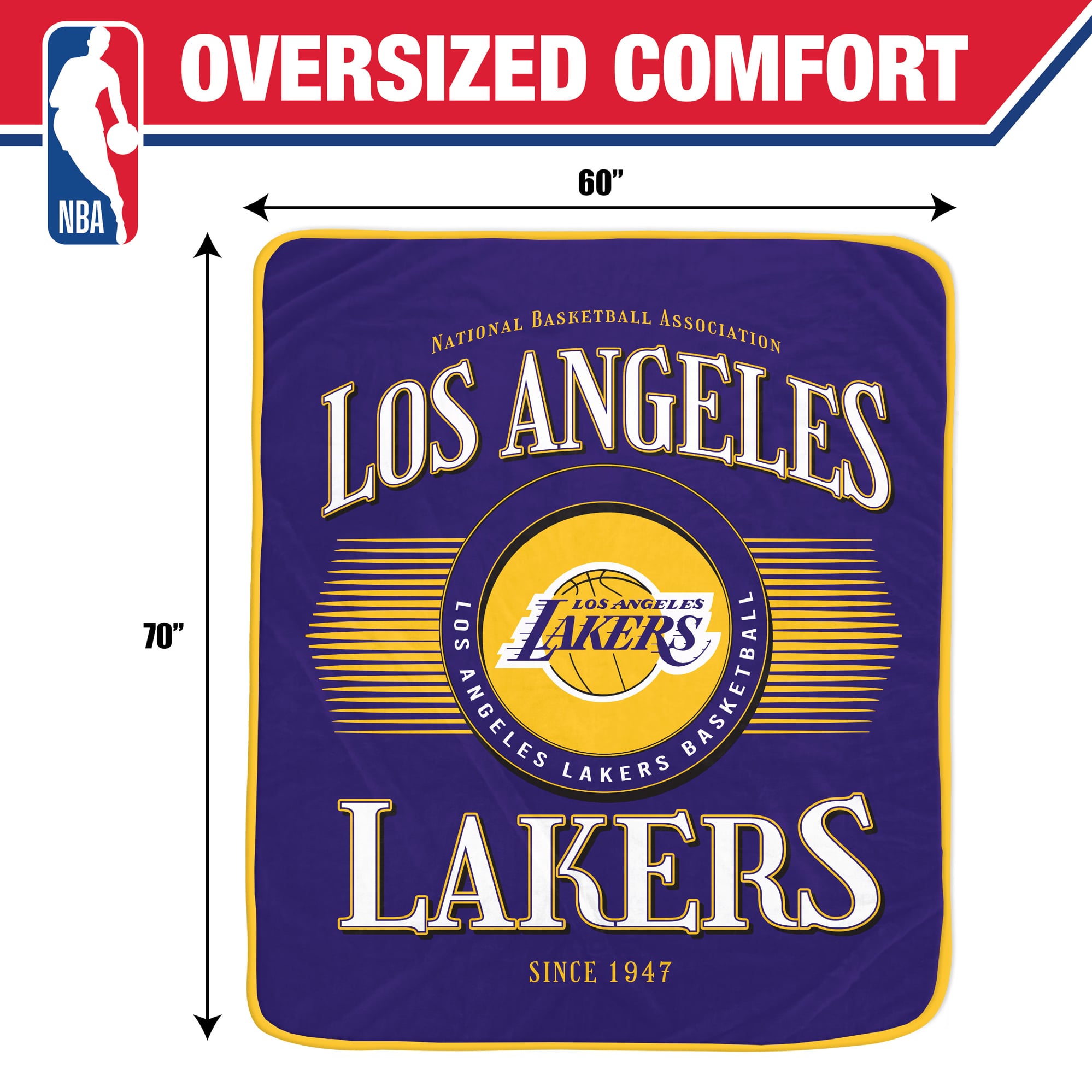 Couverture Pegasus Los Angeles Lakers Spotlight Arch 60" x 70" ultra douce