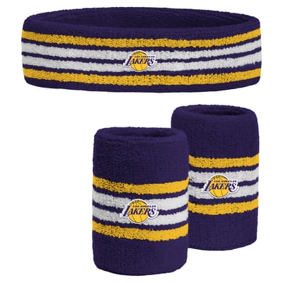 PRO Compression Purple Los Angeles Lakers Team Stripe 3-Pack Headband and Wristbands Combo Set