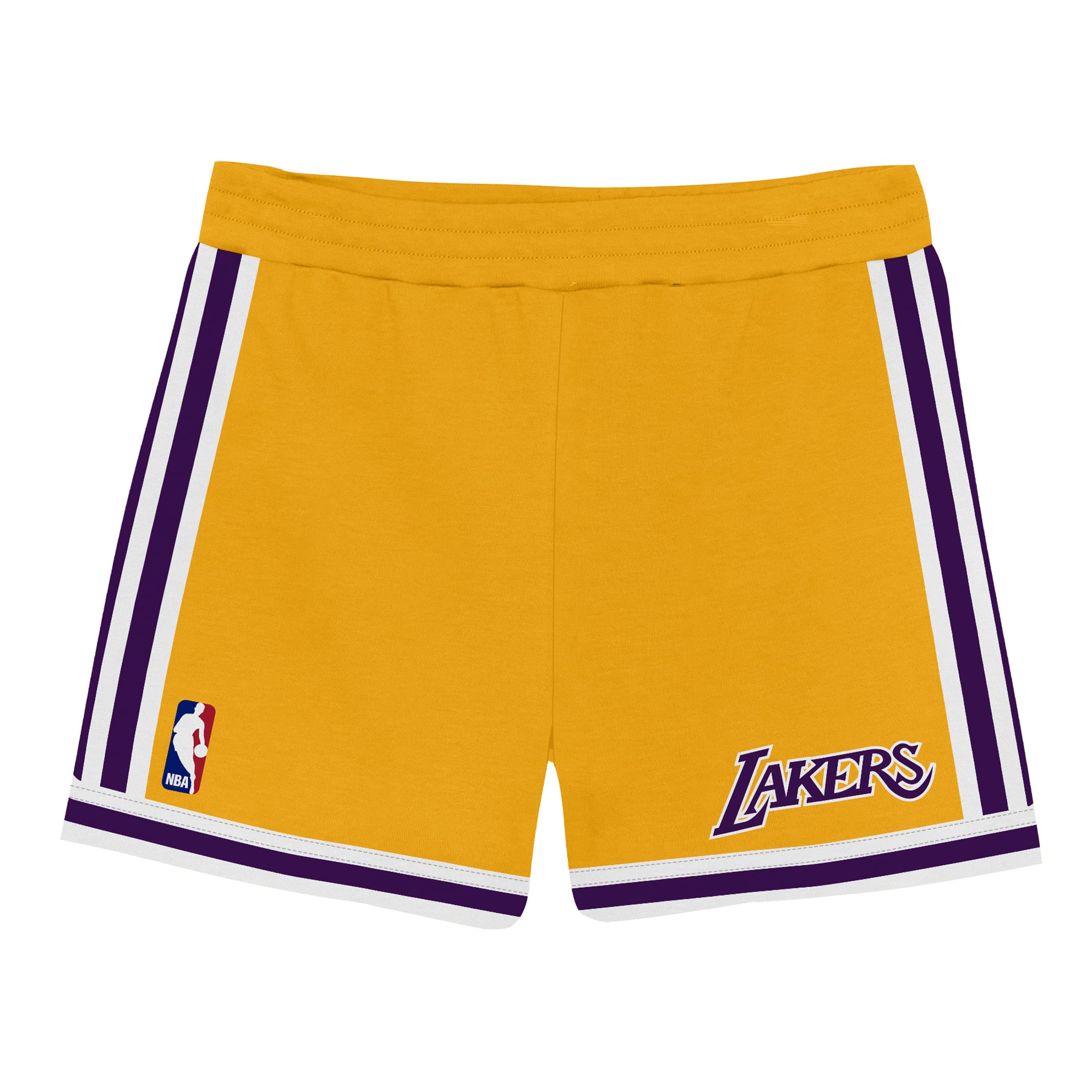 Short de jeu doré Mitchell & Ness Magic Johnson pour tout-petits, inspiré des Lakers Los Angeles.