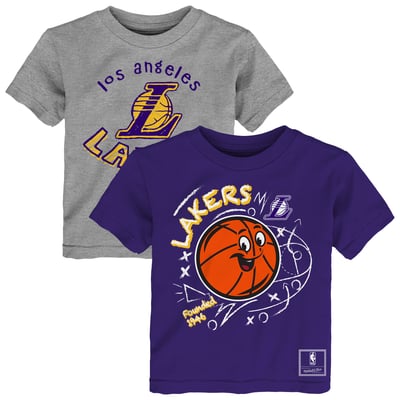  Los Angeles Lakers Mitchell & Ness Toddler Two-Pack Sketched Up T-Shirt Set  - Purple/Heather Gray