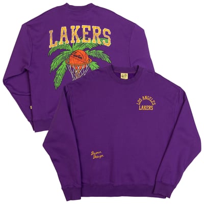 Los Angeles Lakers Duvin Designs Co. Unisex League Of Leisure Fleece Sweatshirt - Purple