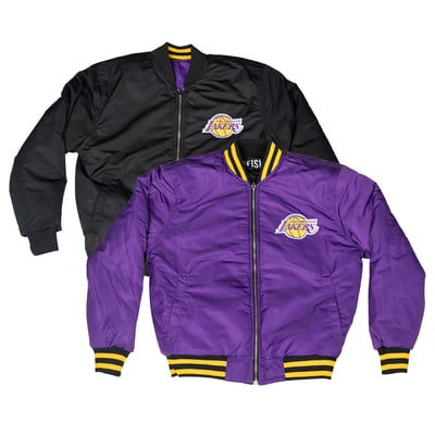  Los Angeles Lakers FISLL Unisex Reversible Full-Zip Flight Jacket - Purple/Black