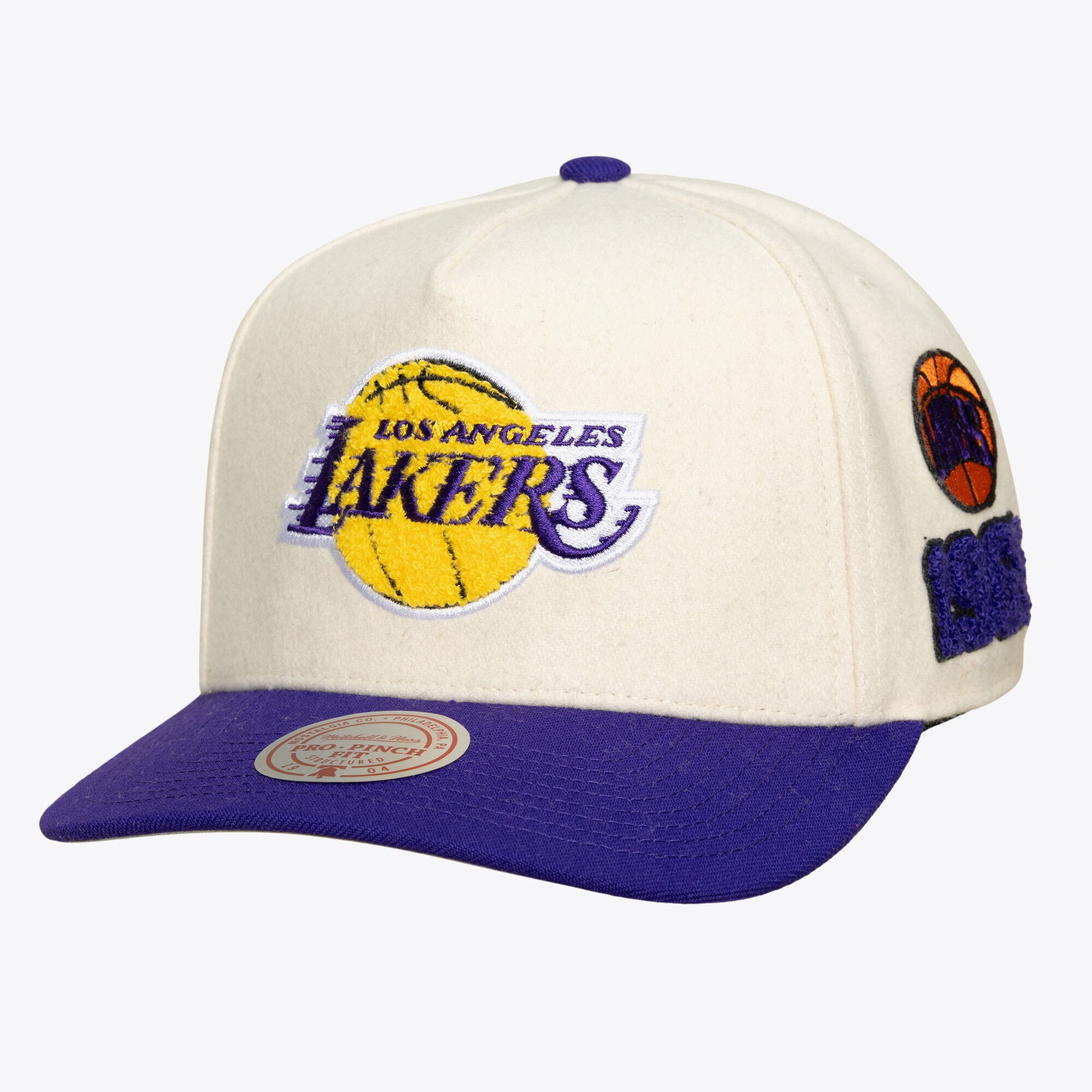 Casquette unisexe Mitchell & Ness crème Los Angeles Lakers Team Pro ajustable
