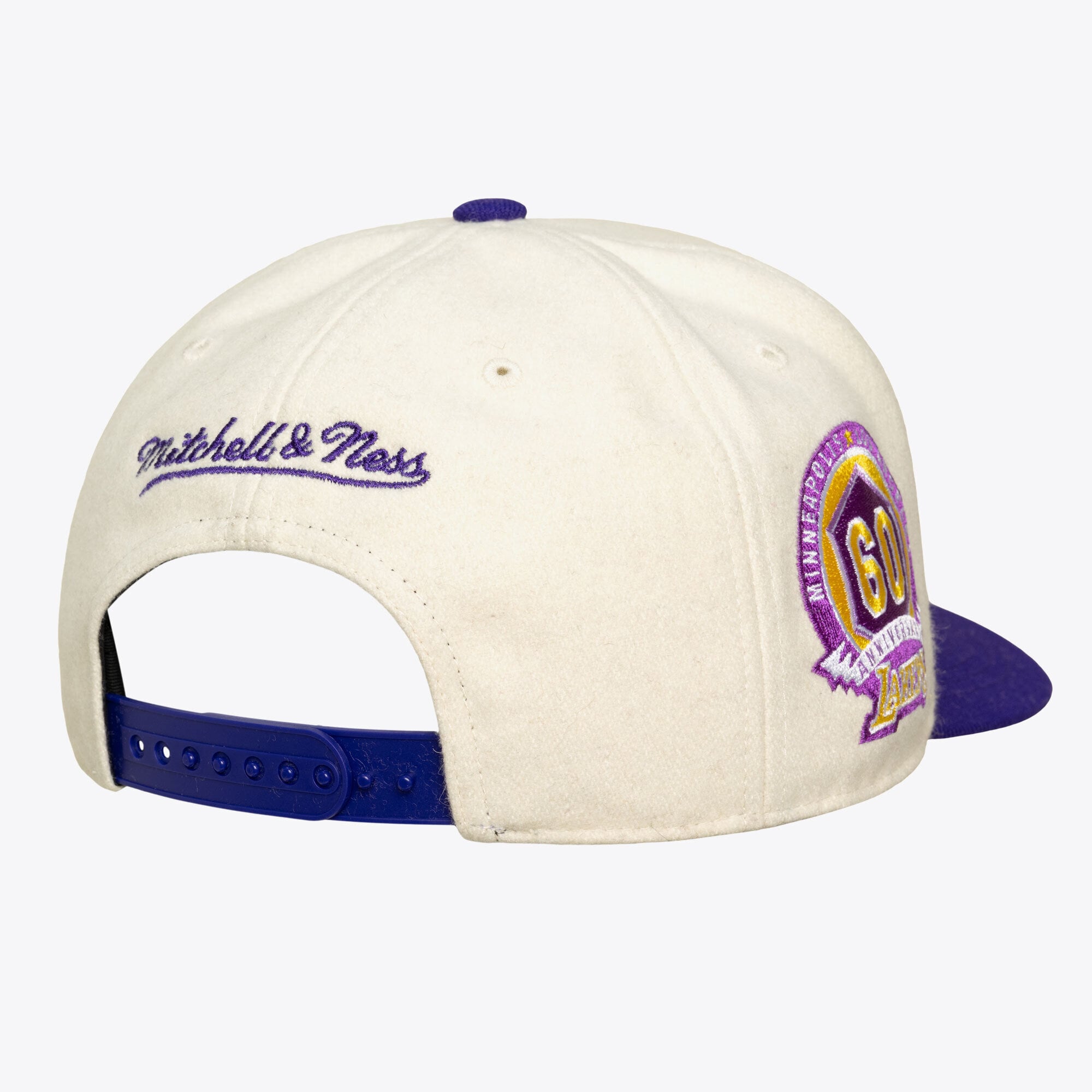 Casquette unisexe Mitchell & Ness crème Los Angeles Lakers Team Pro ajustable