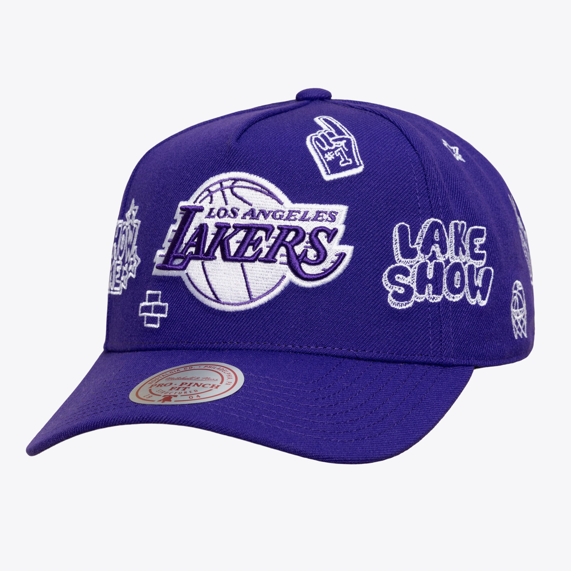 Casquette unisexe Mitchell & Ness violette Los Angeles Lakers Downtown Doodle Pro Snapback