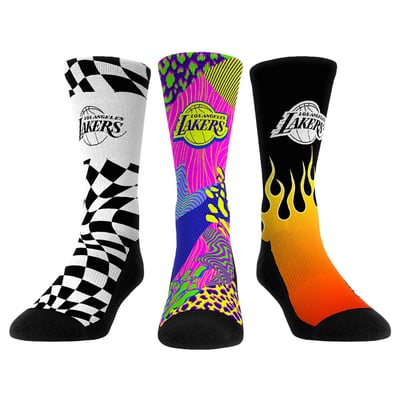  Los Angeles Lakers Rock Em Unisex Team Vibes Three-Pack Crew Socks Set - Gold