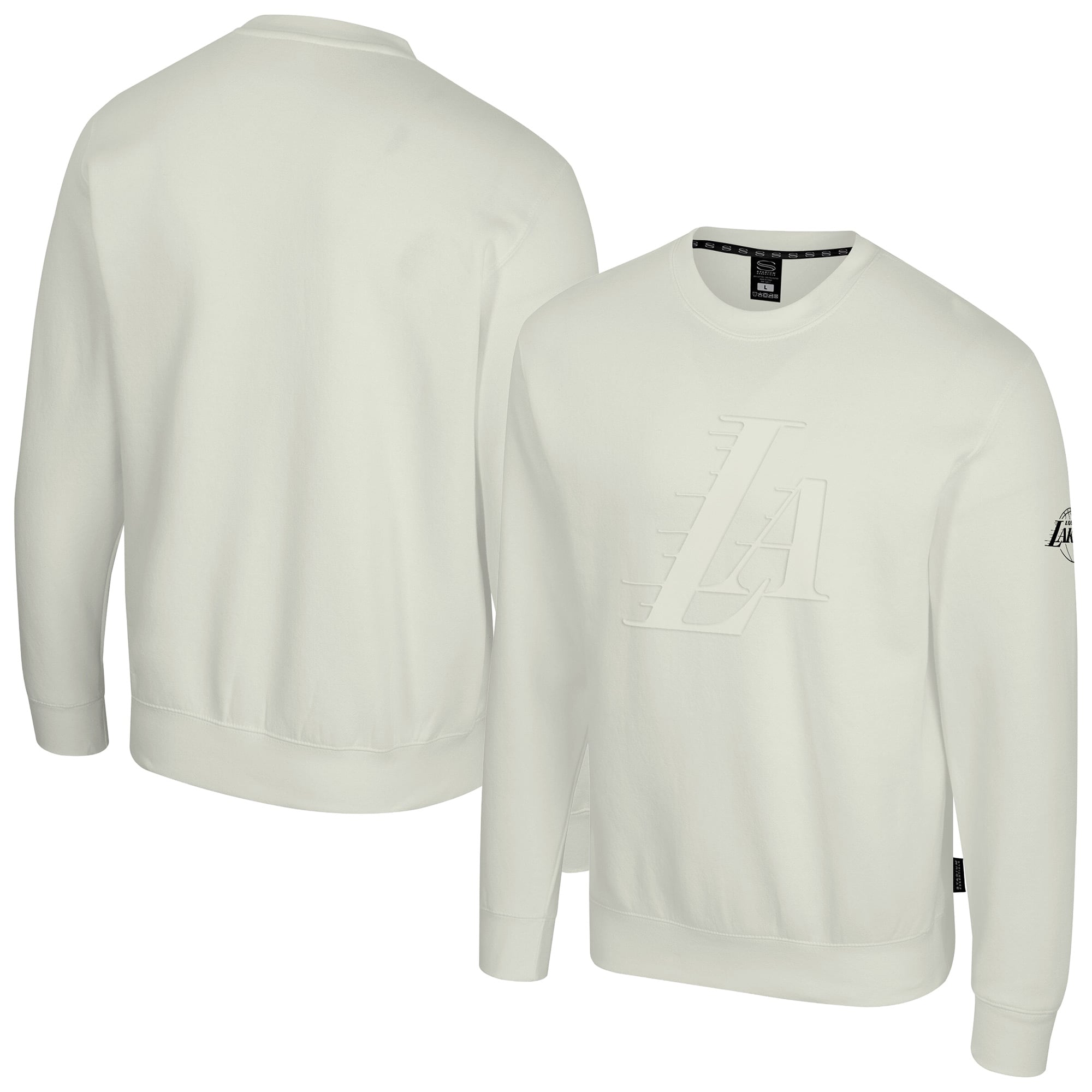 Unisex Stadium Essentials Cream Los Angeles Lakers Debossed Monochrome Logo Sweatshirt