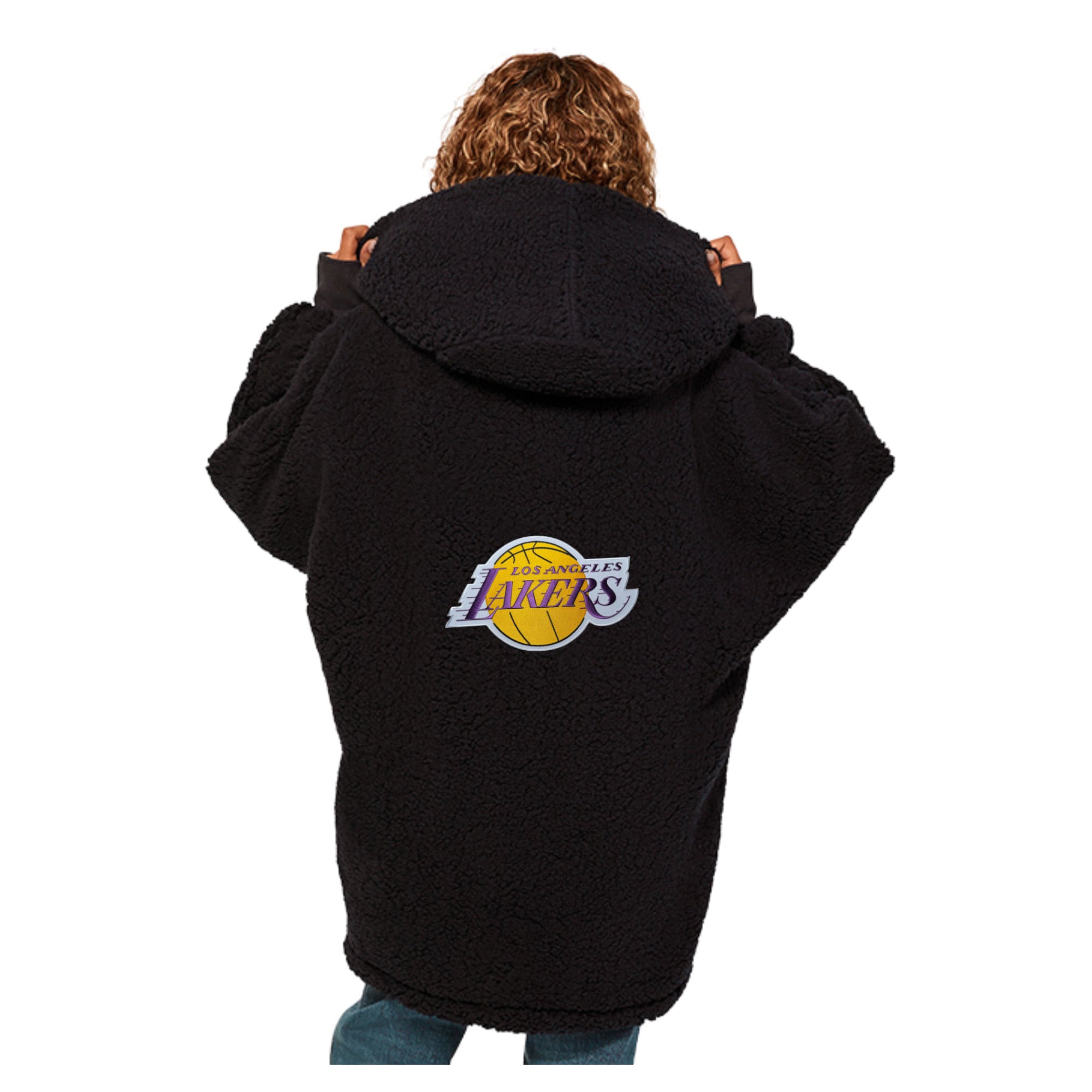 Unisex the Best Lounger World By Jill Martin Los Angeles Lakers Oversized Open-Front Hoodie Sweater