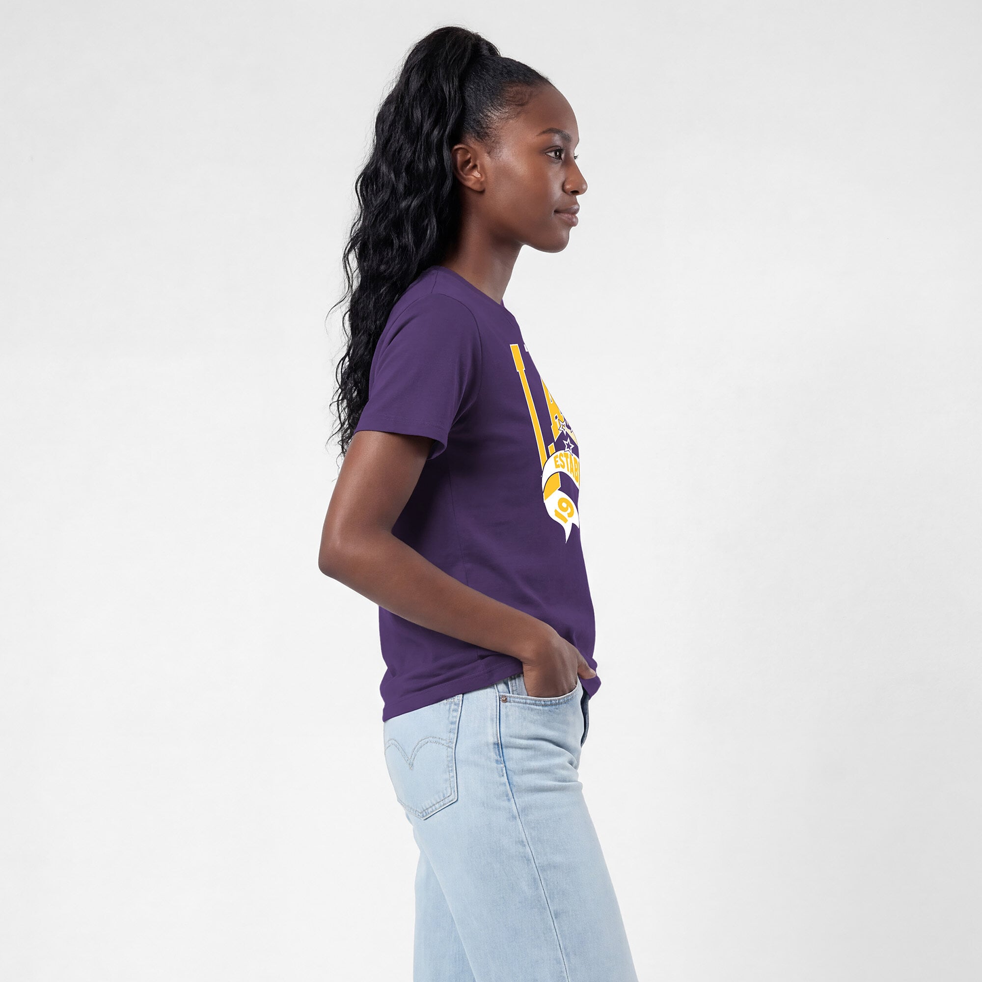 T-shirt Champion violet Los Angeles Lakers pour femmes