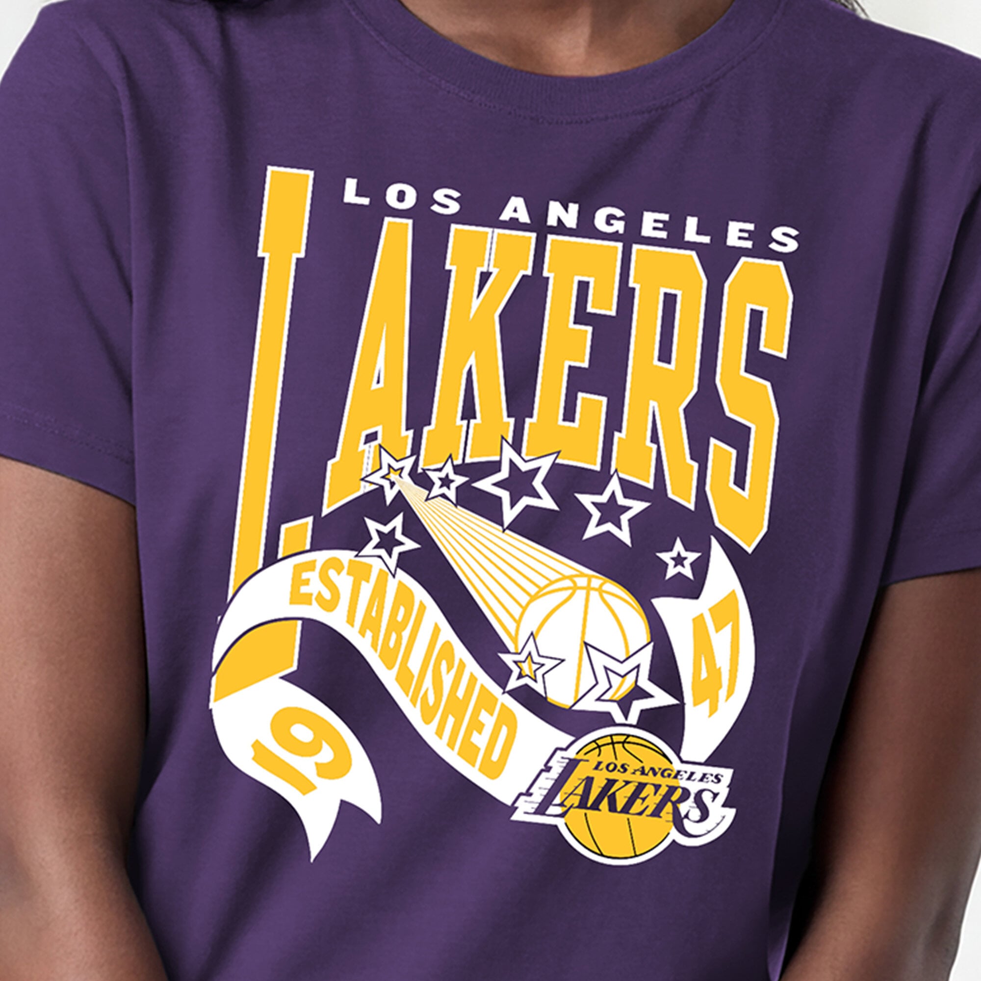 T-shirt Champion violet Los Angeles Lakers pour femmes