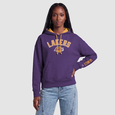  Los Angeles Lakers Champion Women's Contrast Liner Pullover Hoodie - Purple