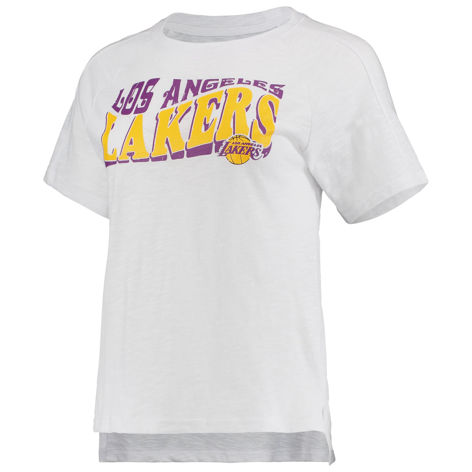 Women's Concepts Sport Charcoal/White Los Angeles Lakers Resurgence Slub Burnout Raglan Top & Shorts Sleep Set