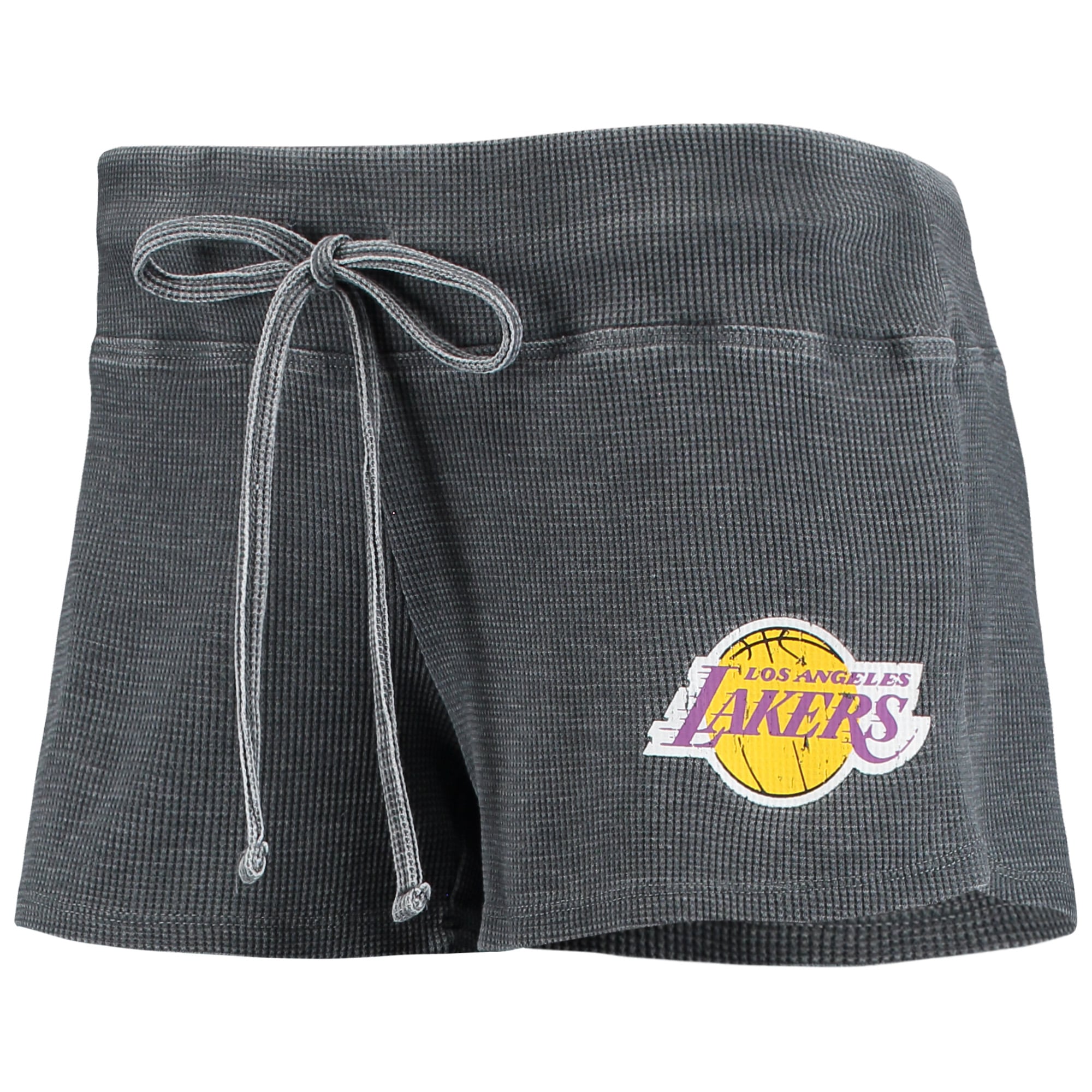 Women's Concepts Sport Charcoal/White Los Angeles Lakers Resurgence Slub Burnout Raglan Top & Shorts Sleep Set