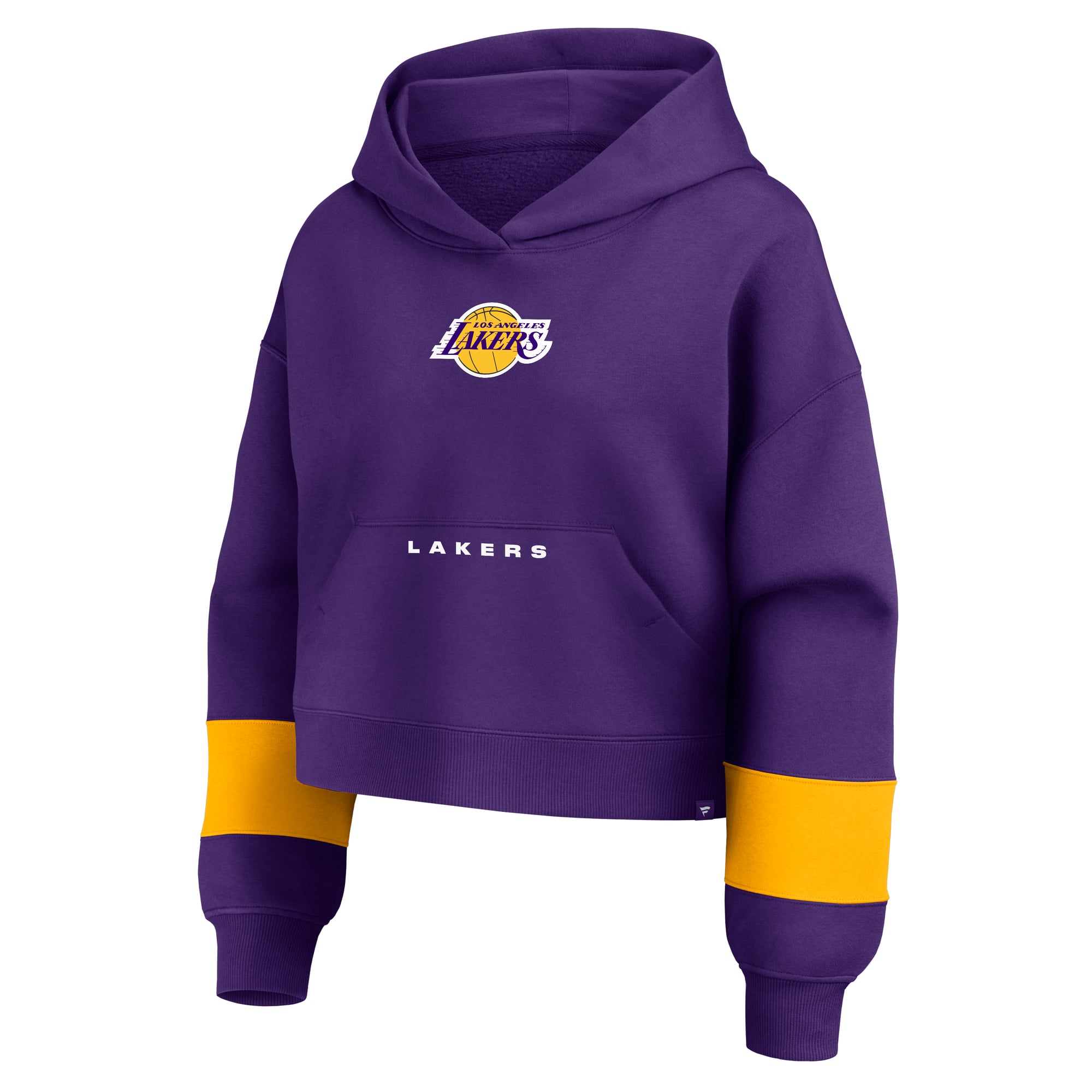 Women's Fanatics  Los Angeles Lakers Purple Beat Records Cropped Fleece Hoodie