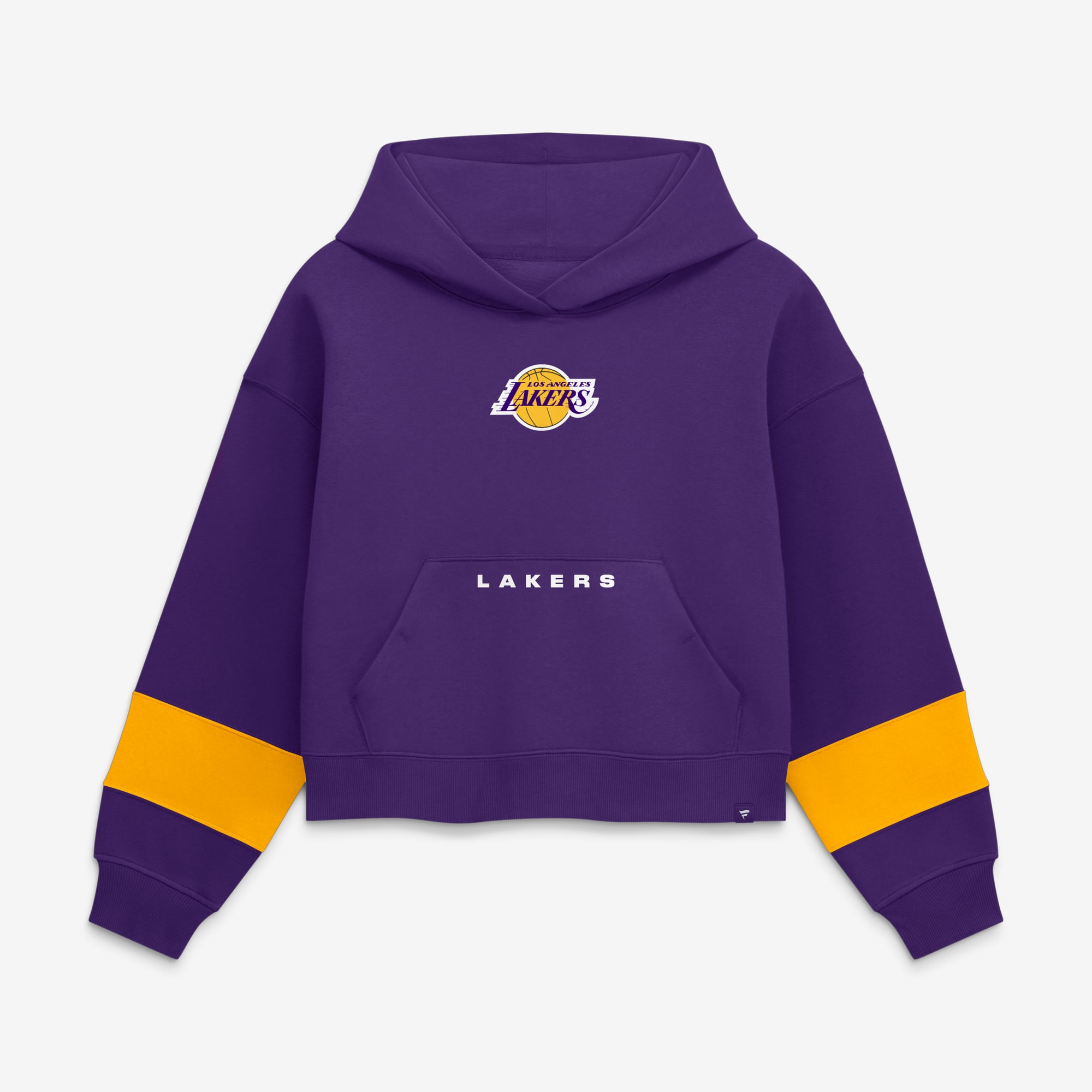 Women's Fanatics  Los Angeles Lakers Purple Beat Records Cropped Fleece Hoodie