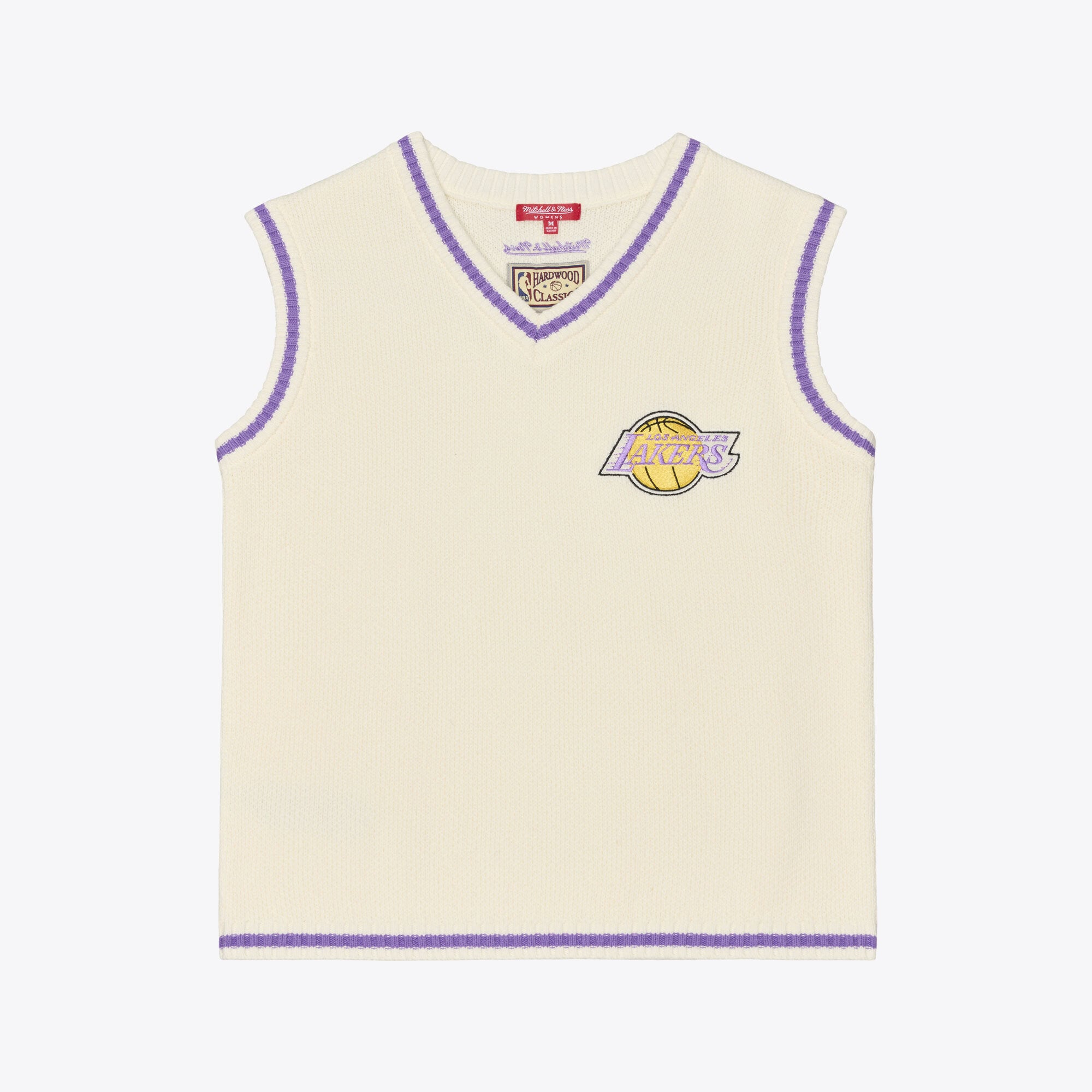 Women's Mitchell & Ness Cream Los Angeles Lakers Retro Roots Sweater Vest