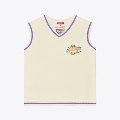 Los Angeles Lakers Mitchell & Ness Women's Retro Roots Sweater Vest - Cream
