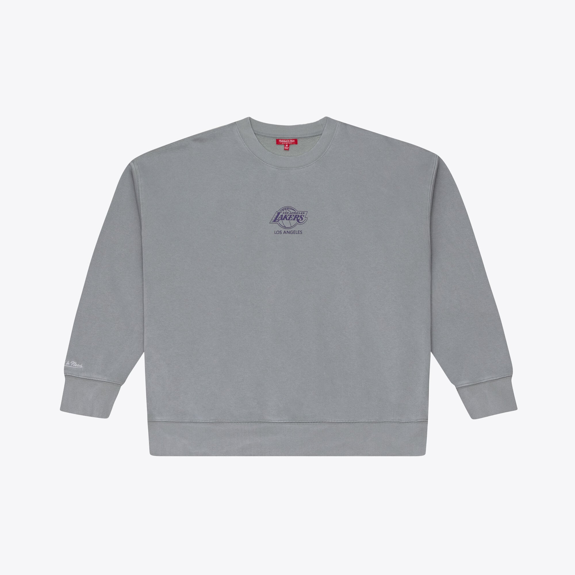 Women's Mitchell & Ness  Gray Los Angeles Lakers Core Essentials Micro Logo Fleece Sweatshirt