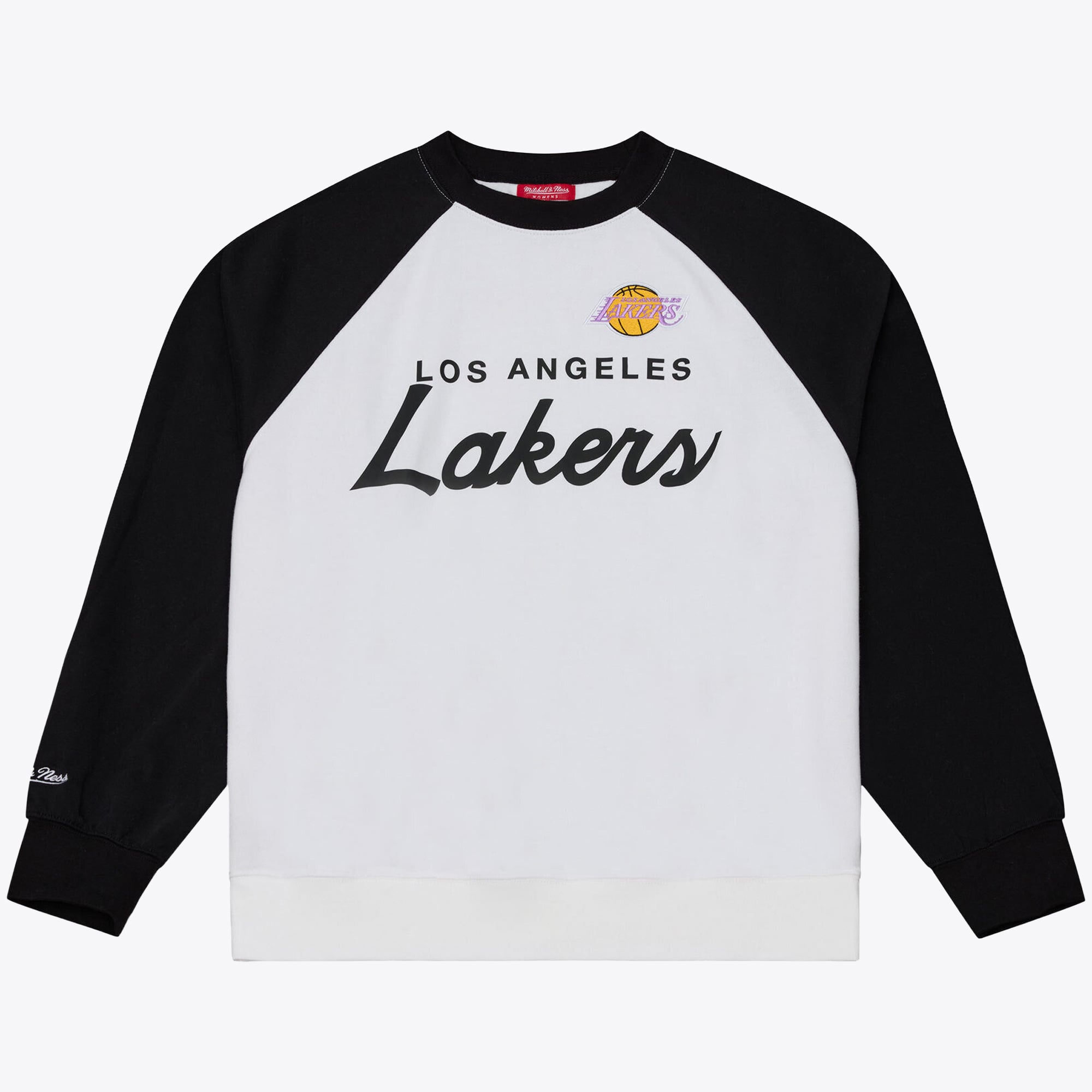 Sweat-shirt raglan léger Mitchell & Ness blanc/noir pour femme, modèle Los Angeles Lakers Head Coach