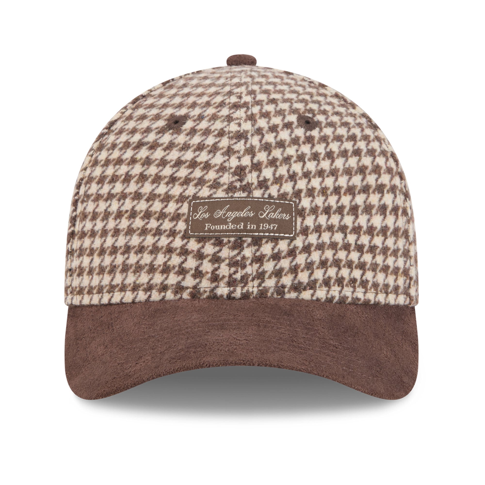 Casquette New Era pour femme, marron clair, Los Angeles Lakers, en fausse laine, modèle 9FORTY, à monture A et couronne ajustable.