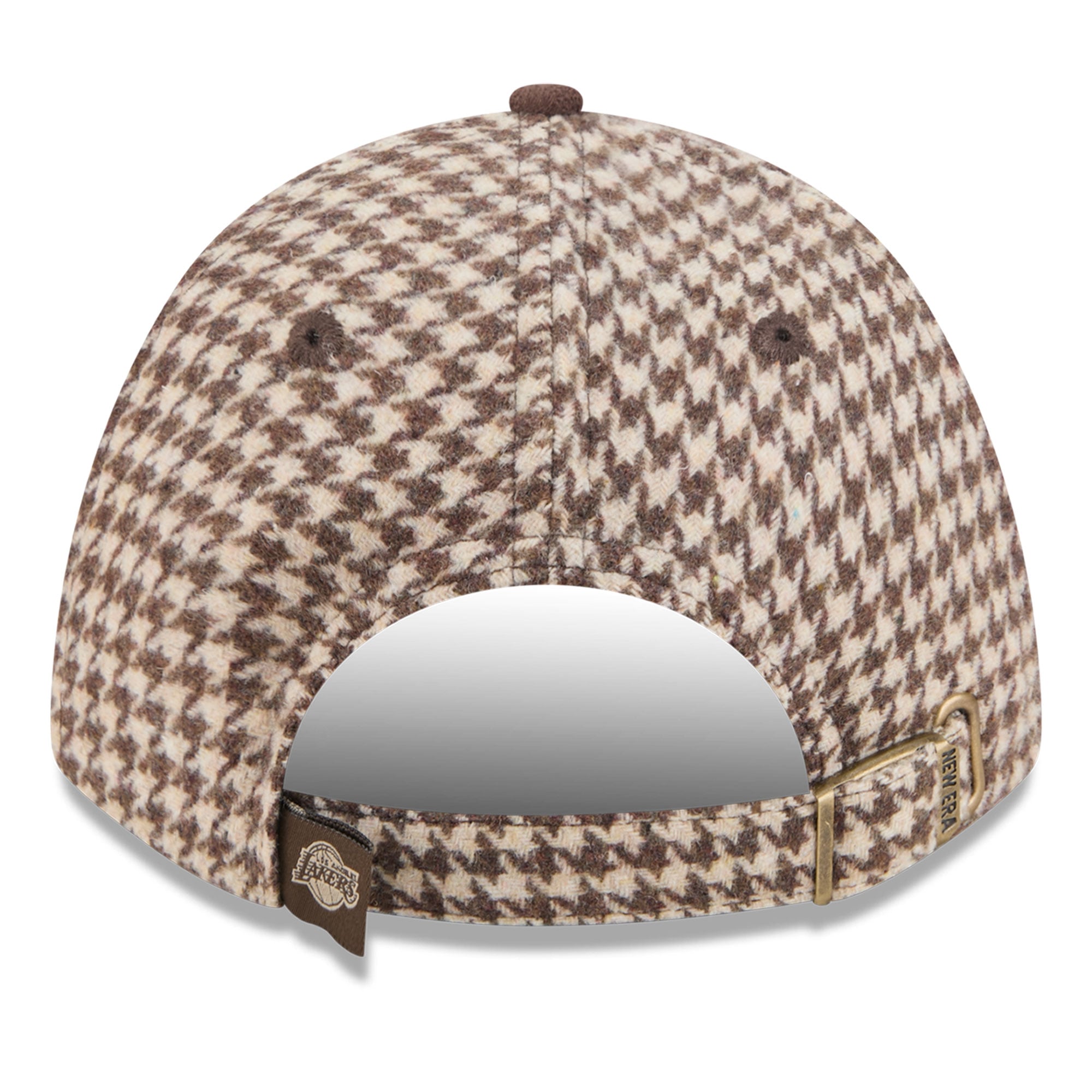 Casquette New Era pour femme, marron clair, Los Angeles Lakers, en fausse laine, modèle 9FORTY, à monture A et couronne ajustable.