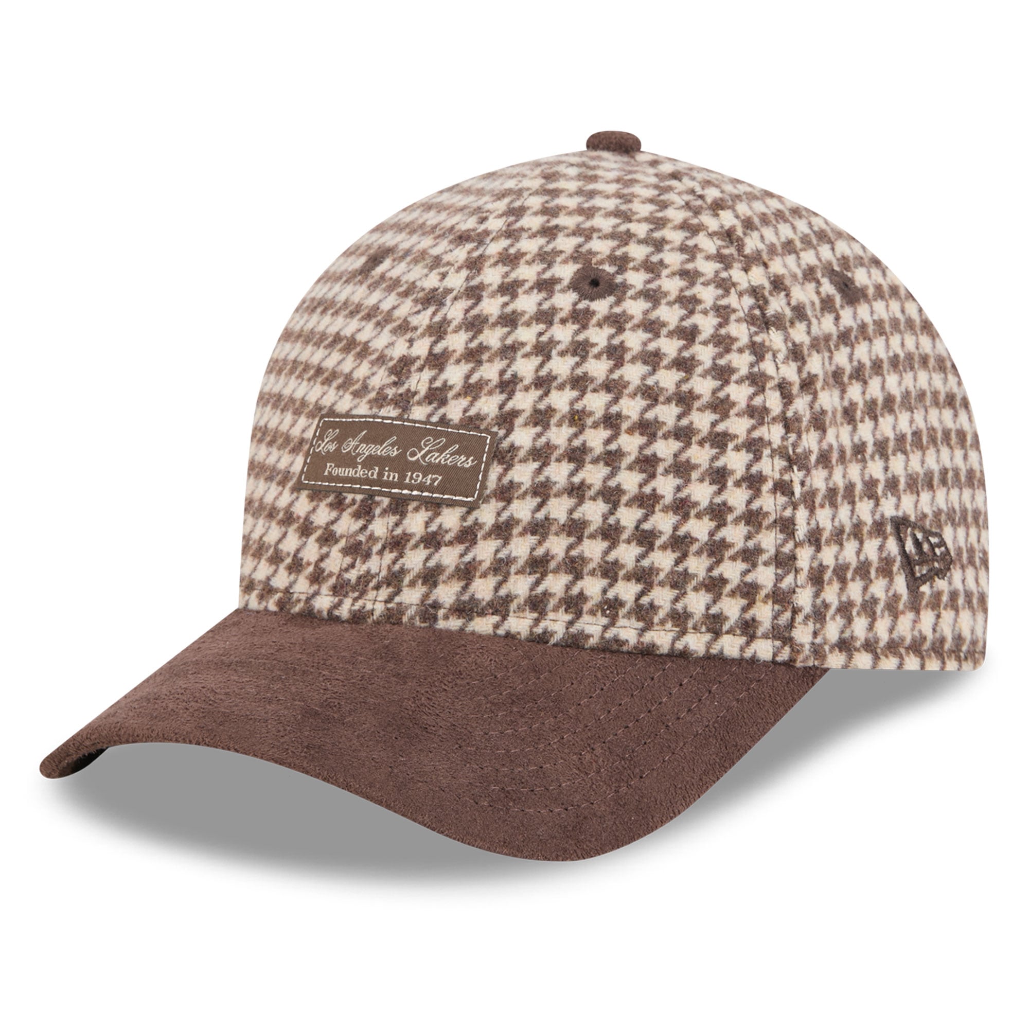 Casquette New Era pour femme, marron clair, Los Angeles Lakers, en fausse laine, modèle 9FORTY, à monture A et couronne ajustable.