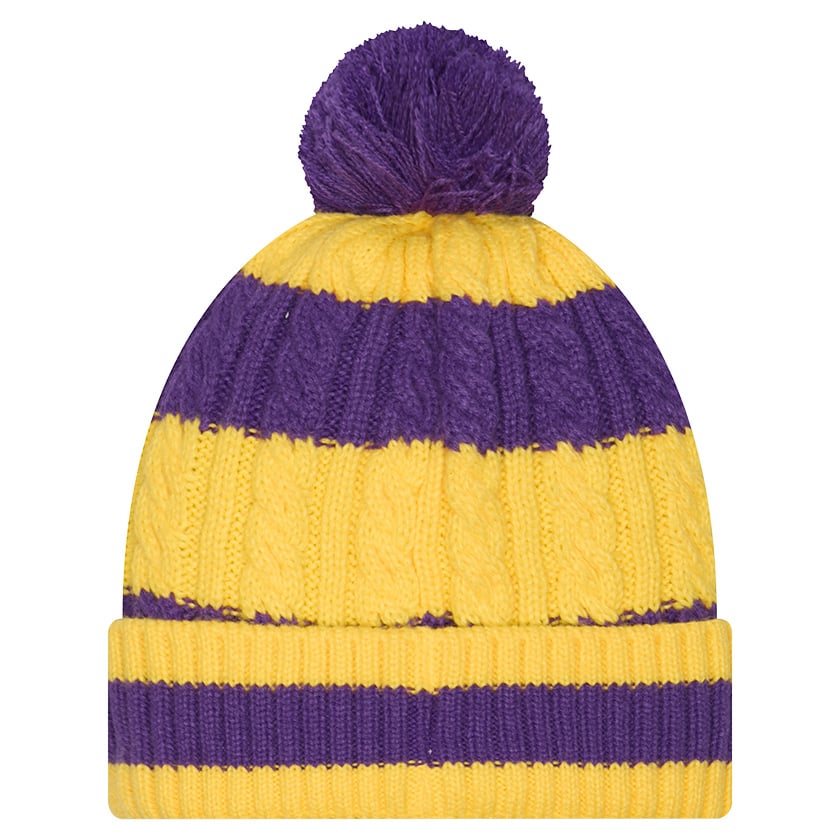 Women's New Era Purple/Gold Los Angeles Lakers Braided Cuffed Knit Hat with Pom