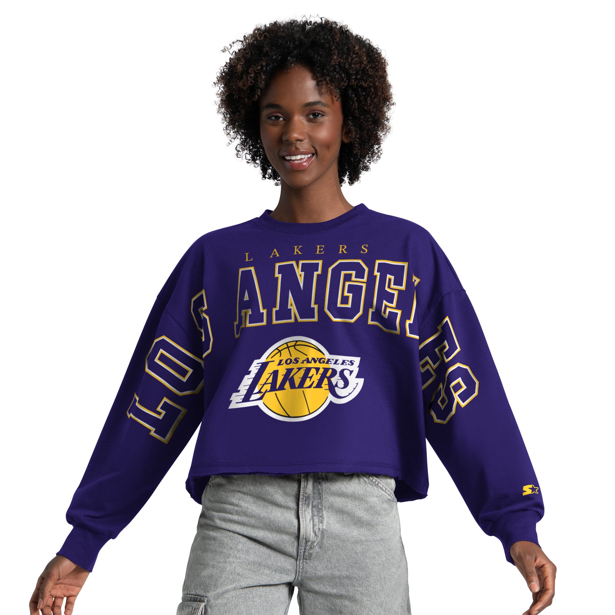 Sweat-shirt court Starter violet Los Angeles Lakers pour femmes