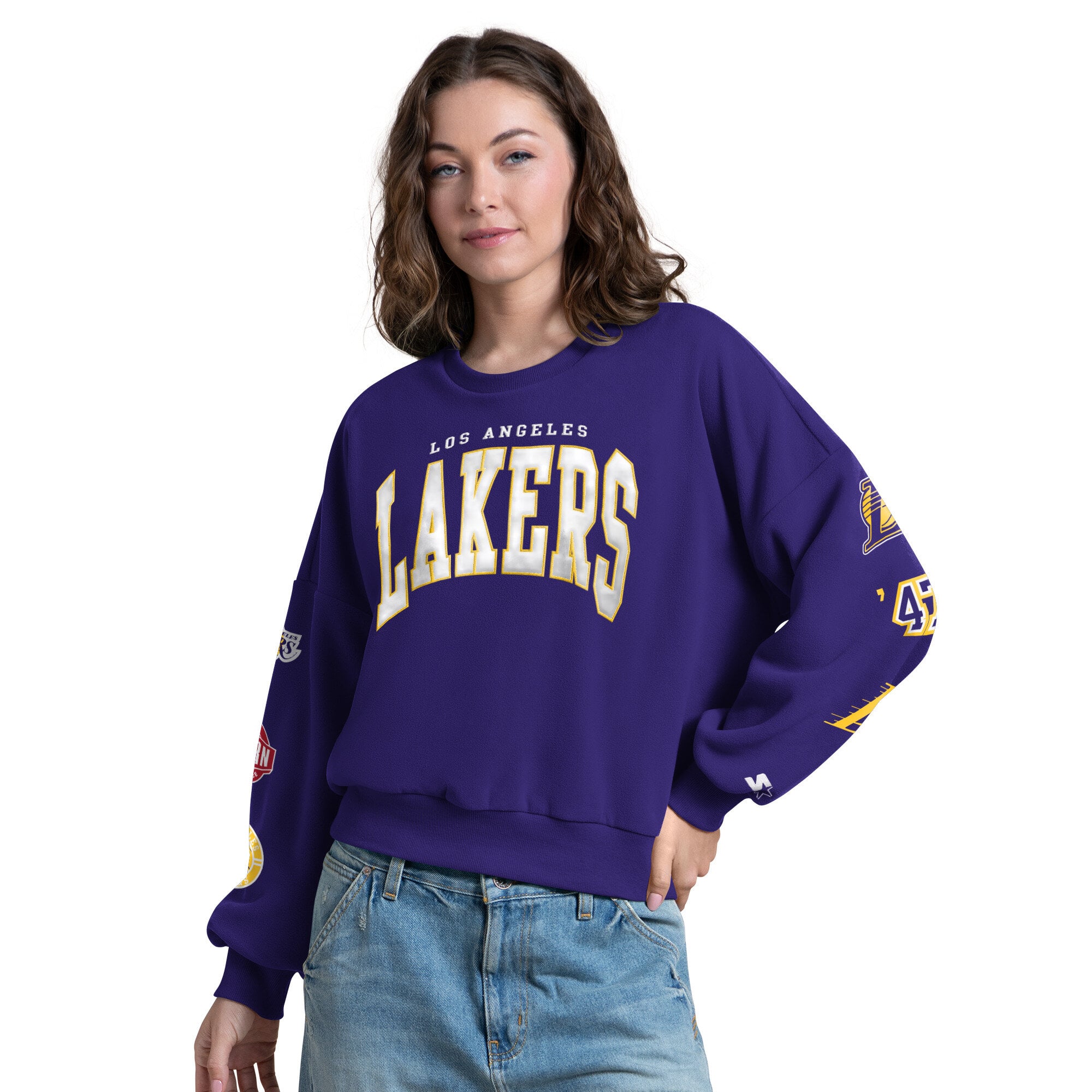 Sweat-shirt Starter violet pour femme, modèle Los Angeles Lakers Fan Catch