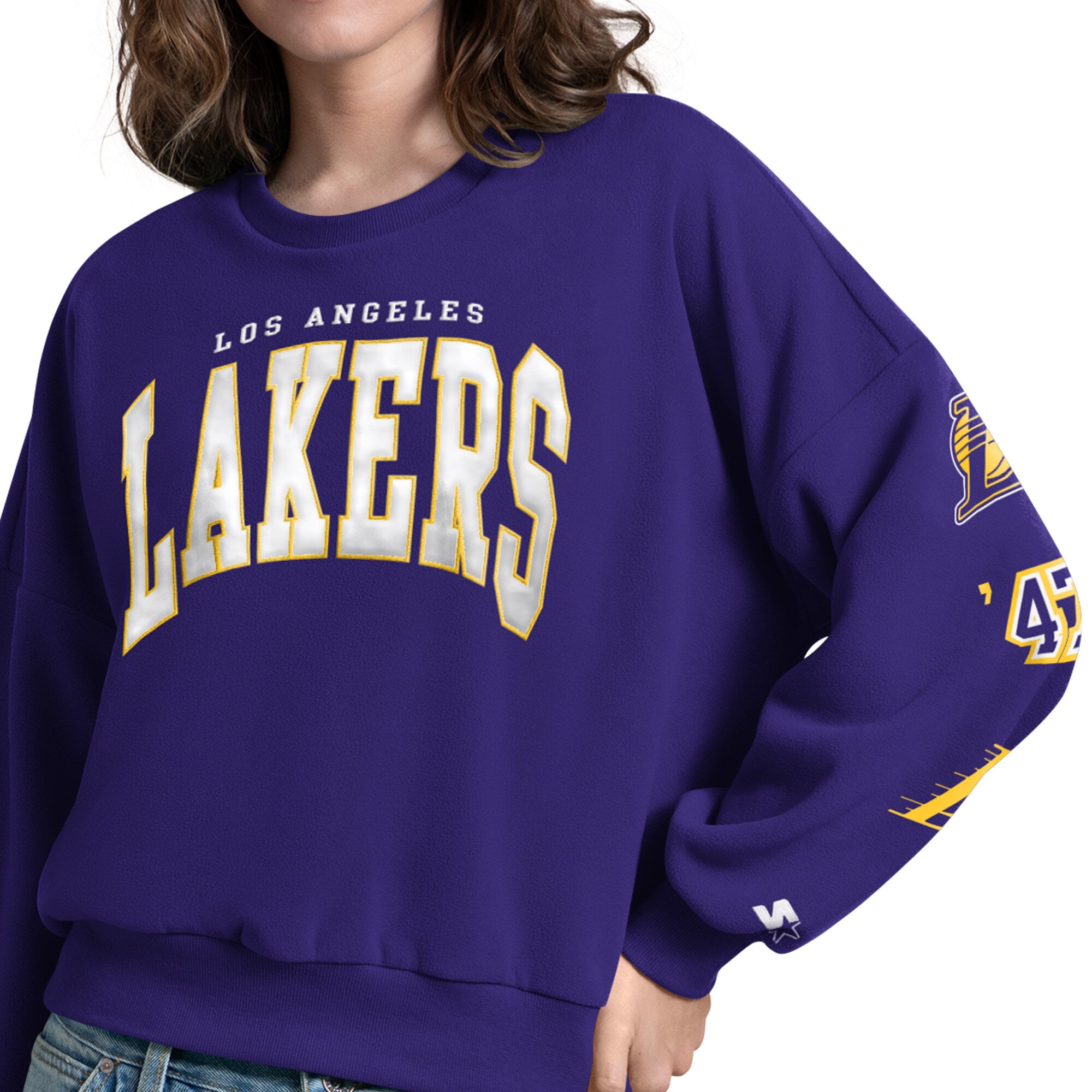 Sweat-shirt Starter violet pour femme, modèle Los Angeles Lakers Fan Catch