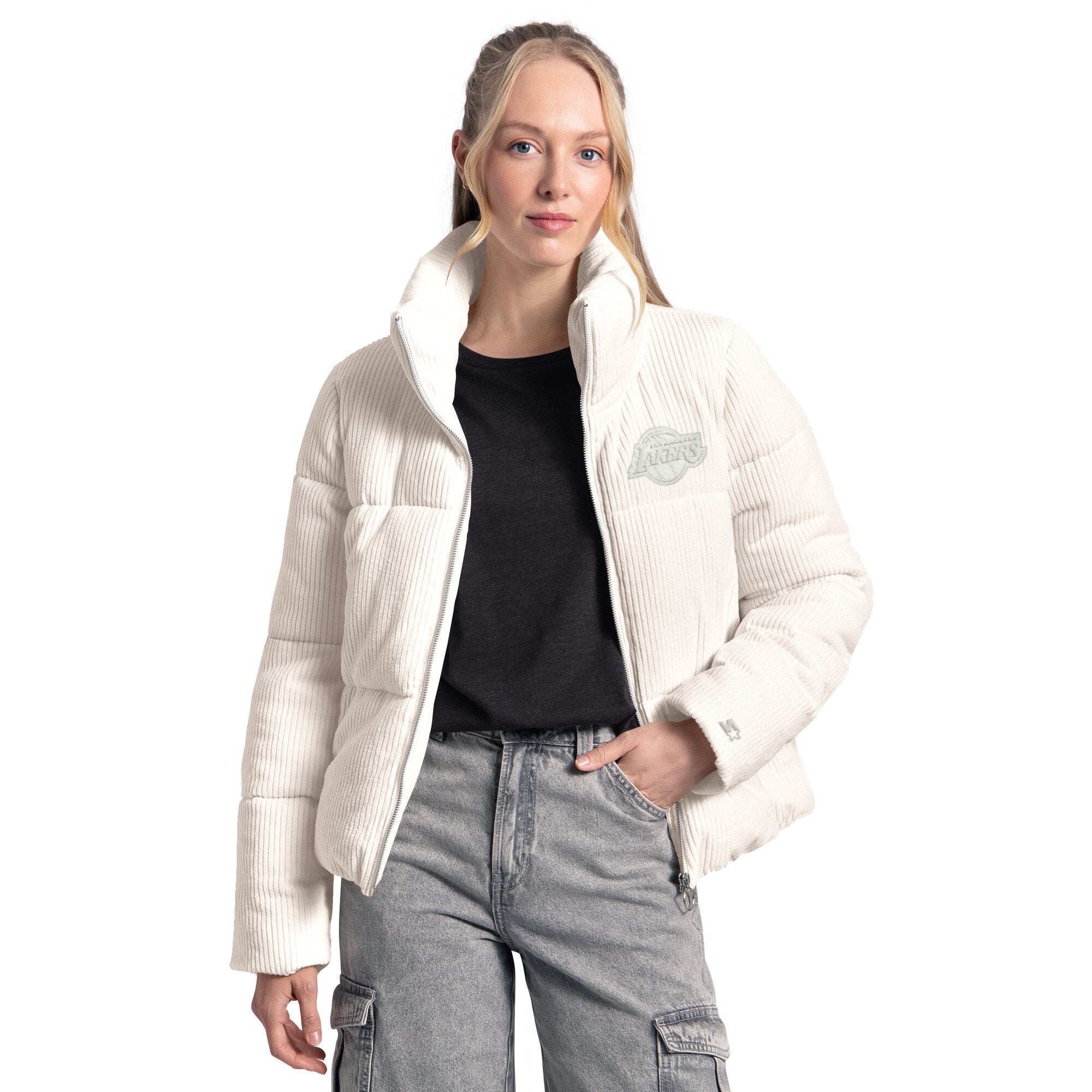 Veste bulle Starter blanche Los Angeles Lakers Double Score pour femme