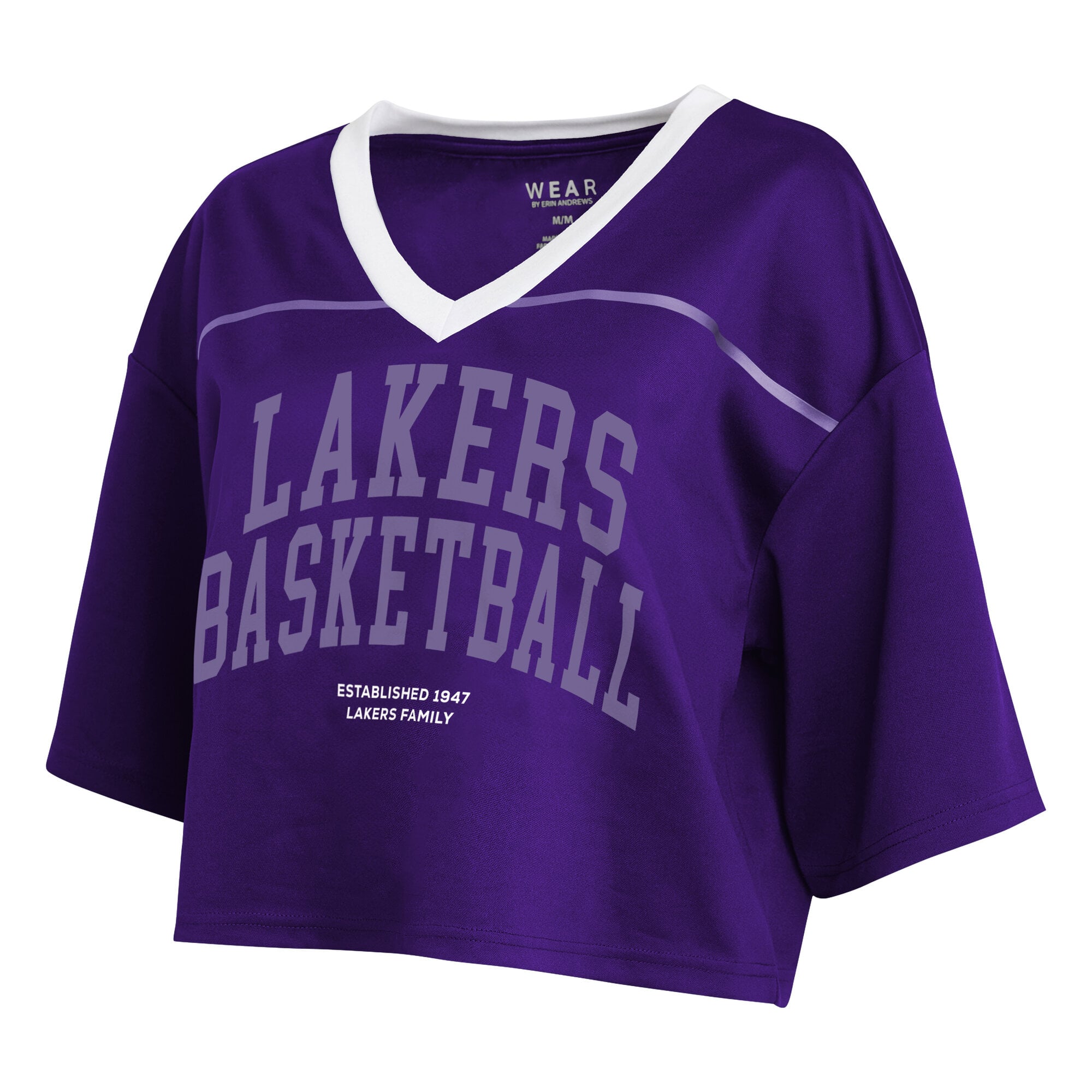 T-shirt court violet Los Angeles Lakers pour femmes de la marque WEAR by Erin Andrews