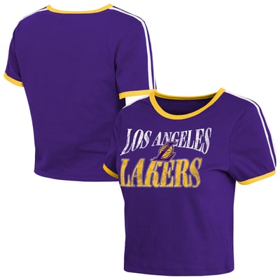  Los Angeles Lakers WEAR by Erin Andrews Women's Ringer Baby T-Shirt - Purple