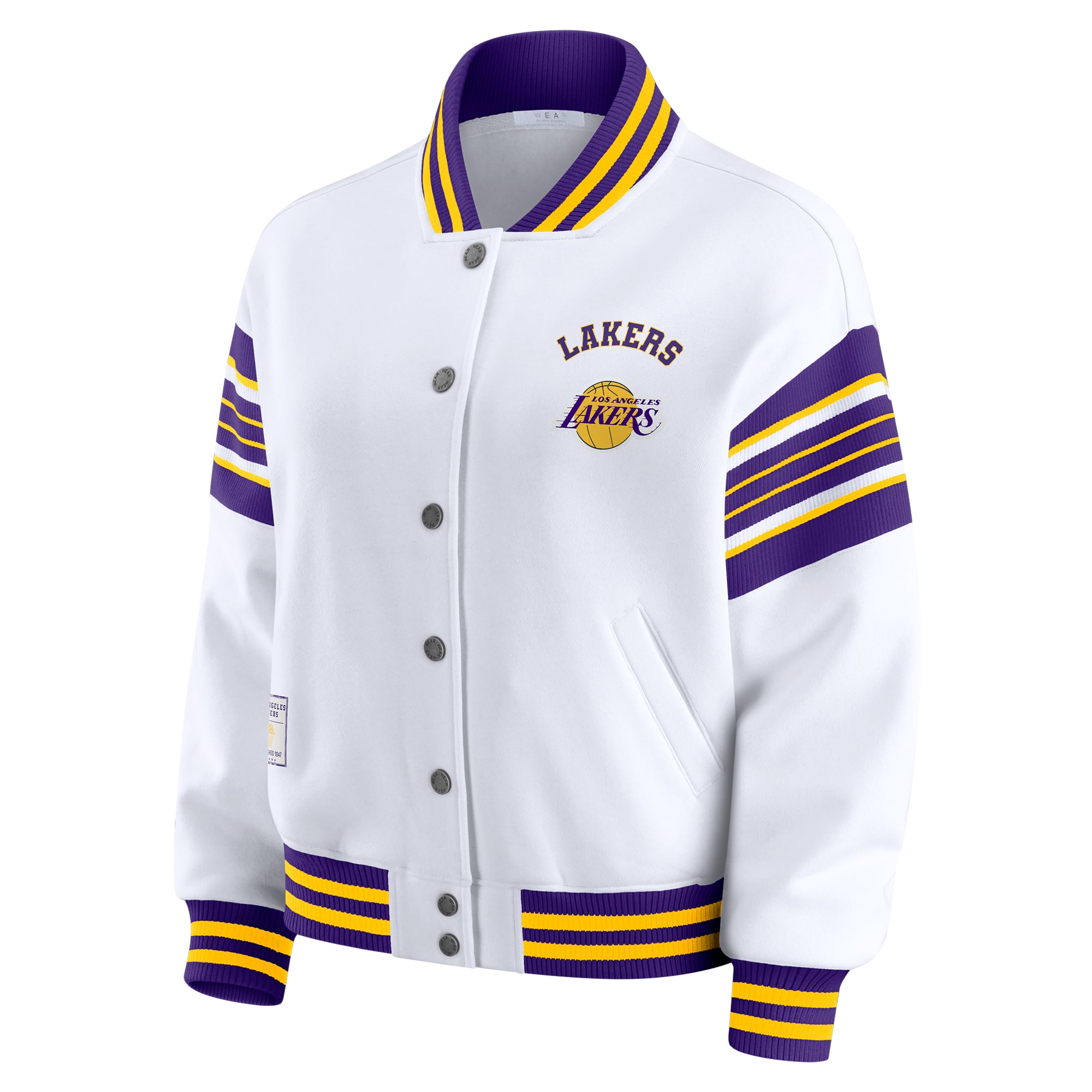Veste sweat-shirt en polaire blanche à boutons-pression des Los Angeles Lakers pour femme WEAR by Erin Andrews