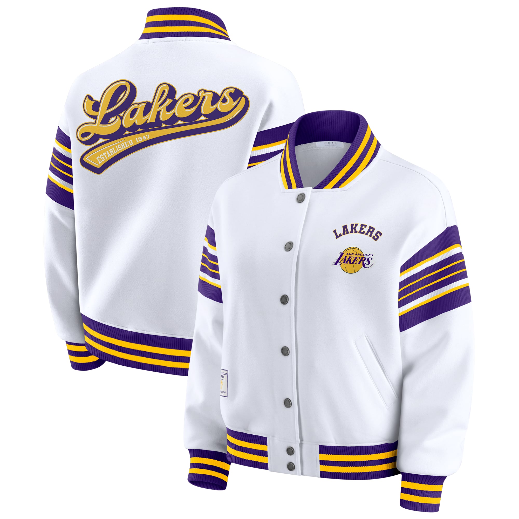 Veste sweat-shirt en polaire blanche à boutons-pression des Los Angeles Lakers pour femme WEAR by Erin Andrews