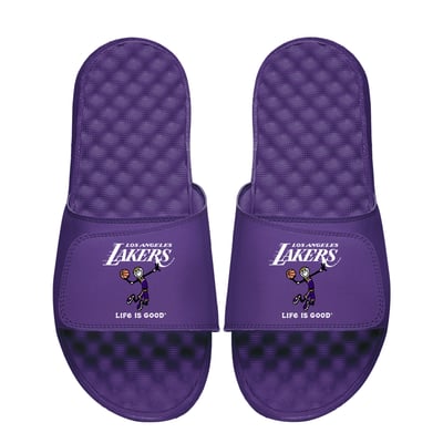  Los Angeles Lakers ISlide Youth Life Is Good Slide Sandals - Purple