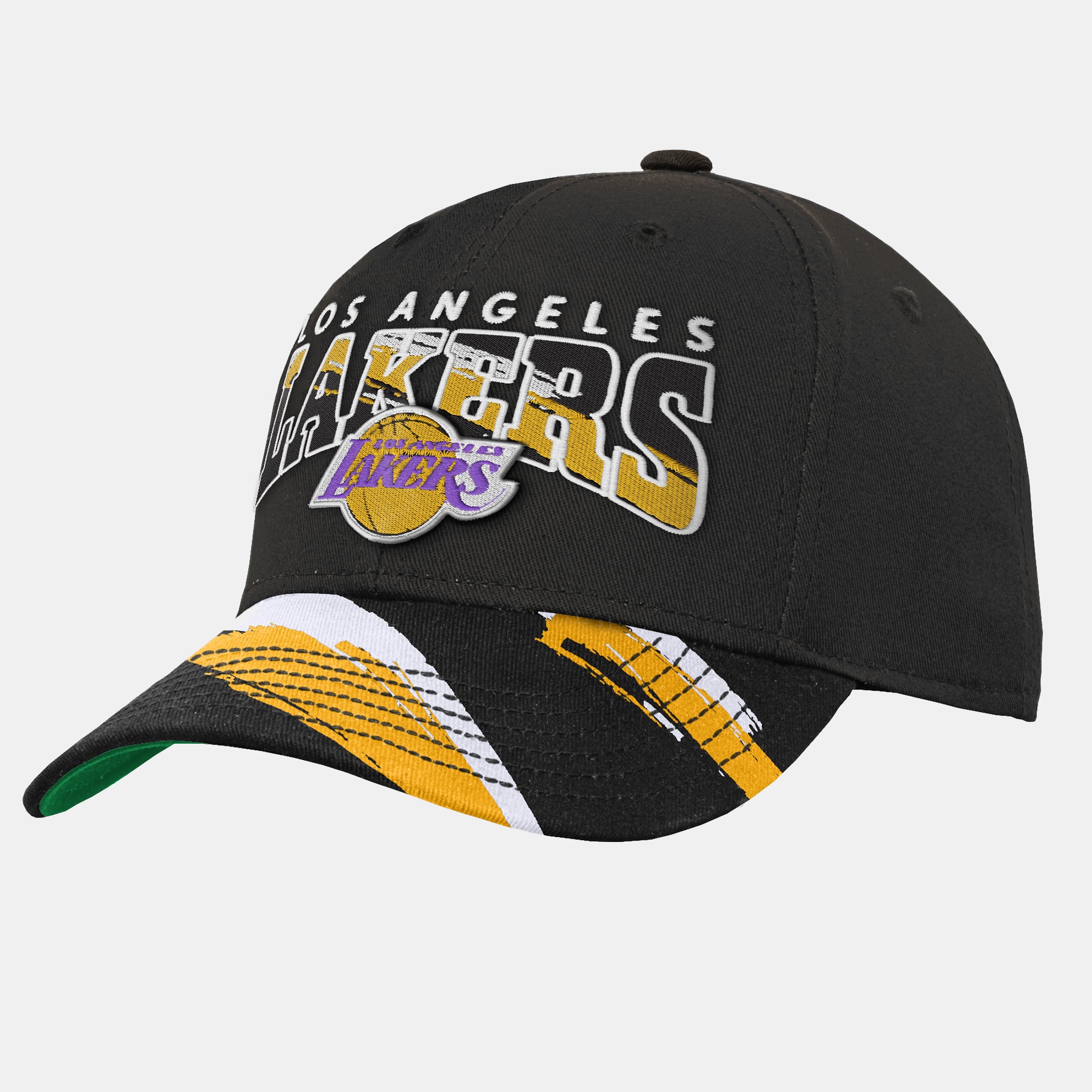 Youth Mitchell & Ness Black Los Angeles Lakers Big Head Pro Crown Snapback Hat