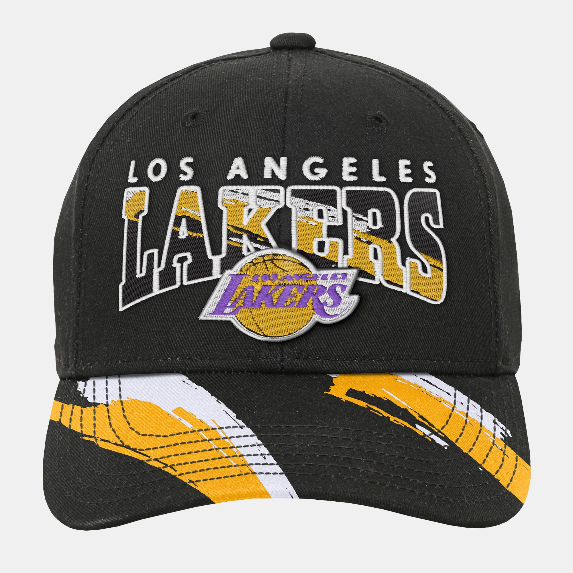 Youth Mitchell & Ness Black Los Angeles Lakers Big Head Pro Crown Snapback Hat