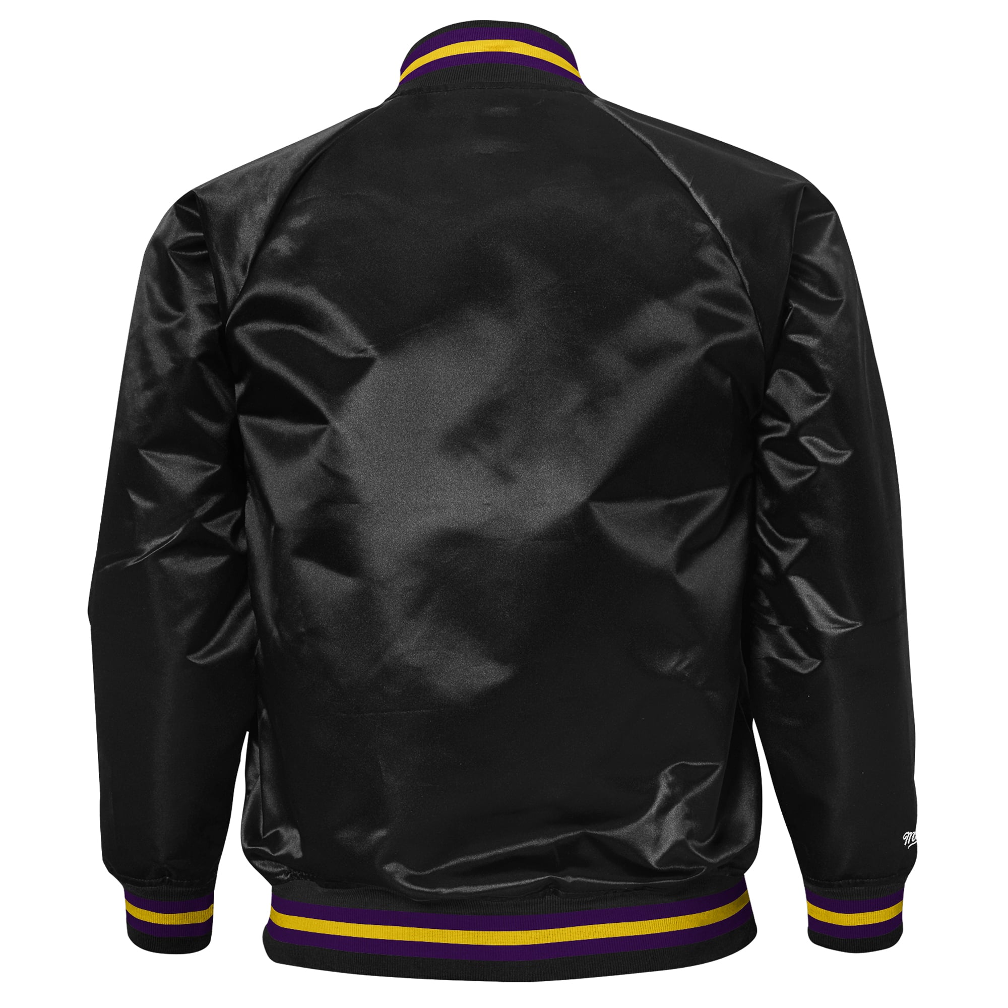 Youth Mitchell & Ness Black Los Angeles Lakers Lightweight Satin Raglan Full-Snap Jacket