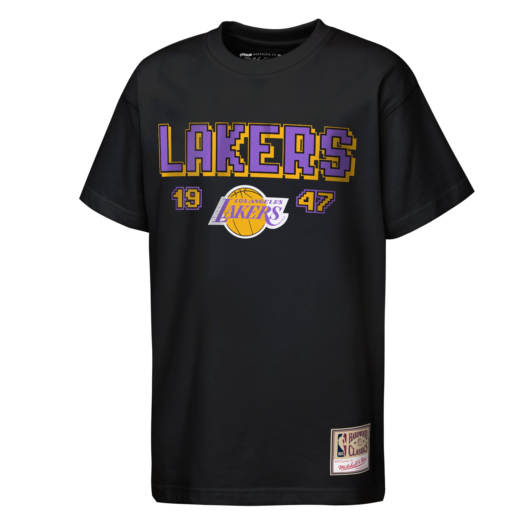 T-shirt rétro arcade Mitchell & Ness noir Los Angeles Lakers pour jeunes