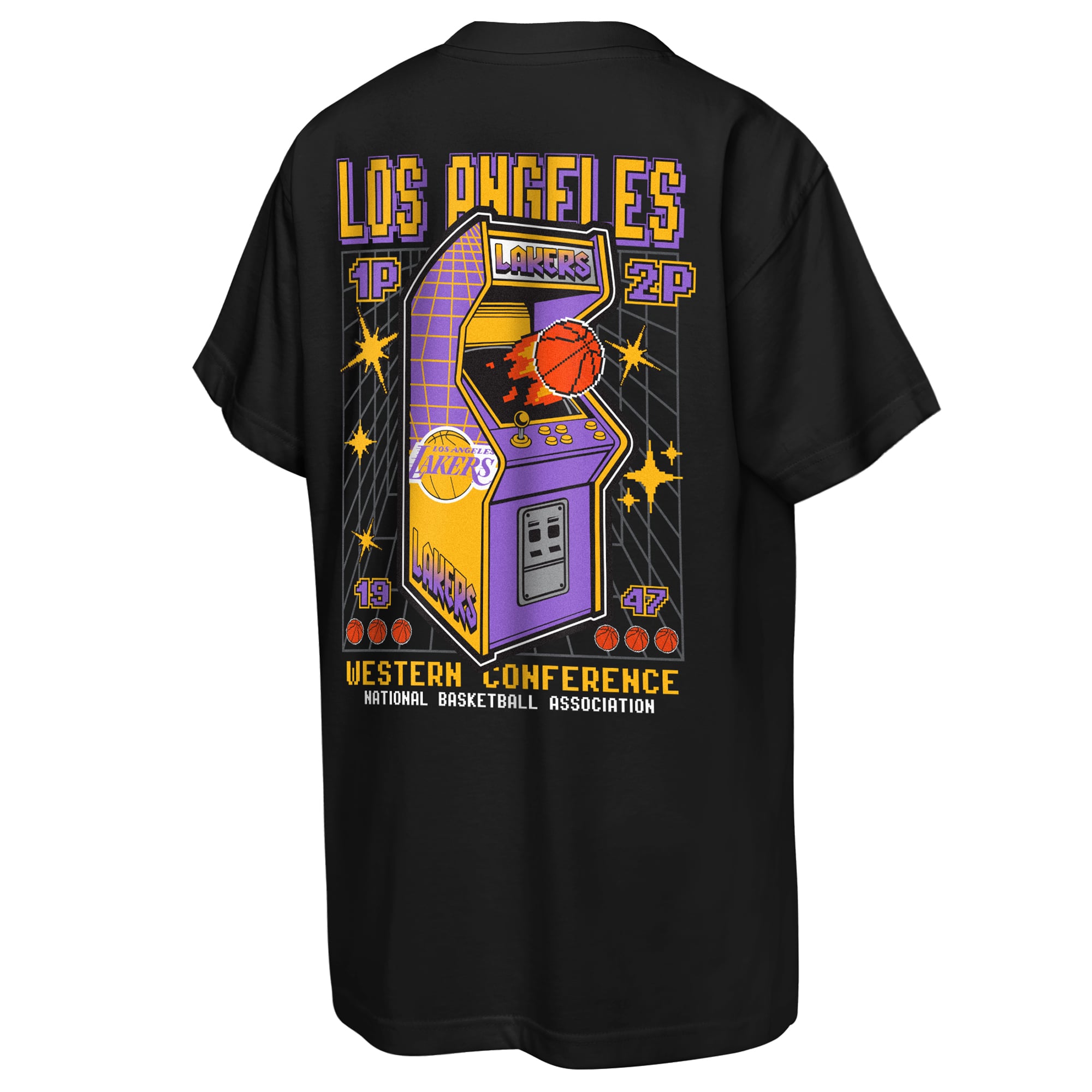 T-shirt rétro arcade Mitchell & Ness noir Los Angeles Lakers pour jeunes