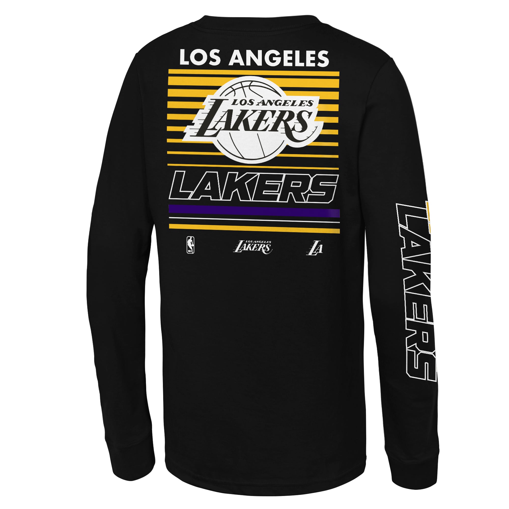 T-shirt à manches longues Mitchell & Ness noir Los Angeles Lakers Triple Play pour jeunes