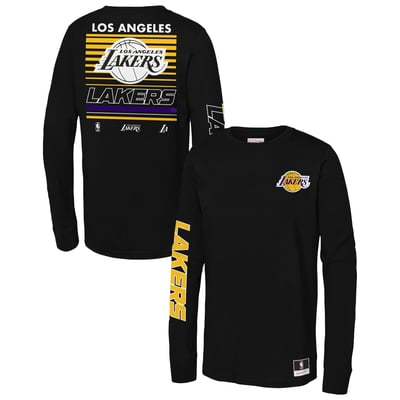 Los Angeles Lakers Mitchell & Ness Youth Triple Play Long Sleeve T-Shirt - Black