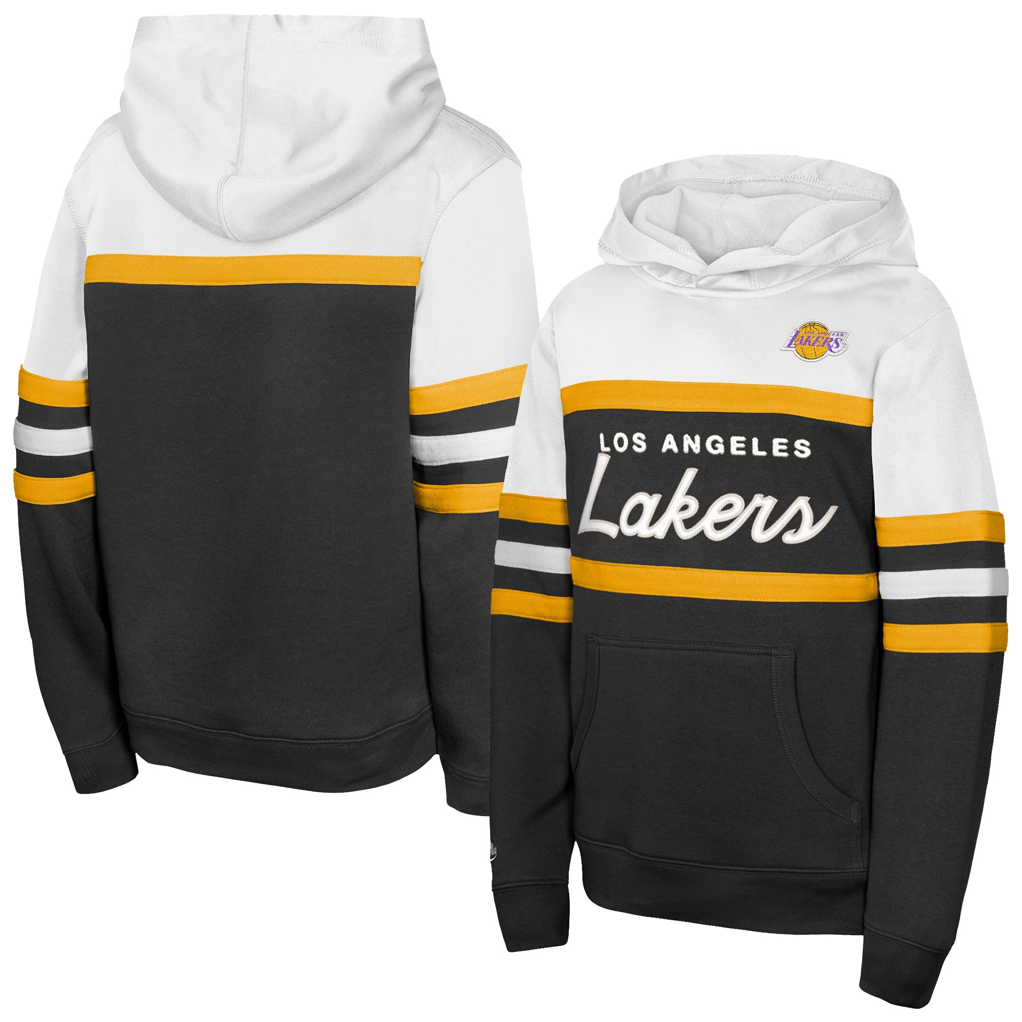 Youth Mitchell & Ness Black/White Los Angeles Lakers Vintage Head Coach Hoodie