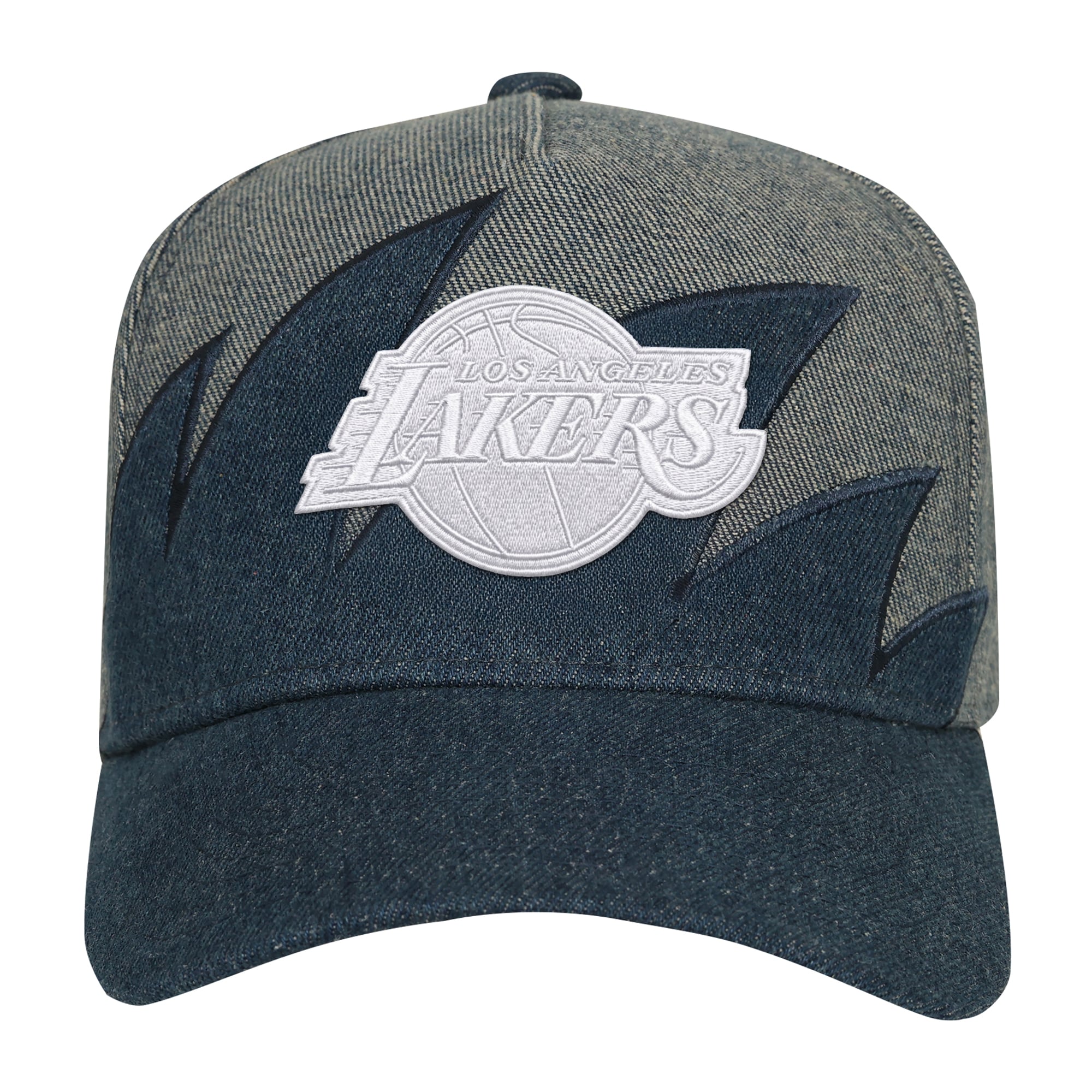 Youth Mitchell & Ness Denim/Gray Los Angeles Lakers Sharktooth Pro Pinch Snapback Hat