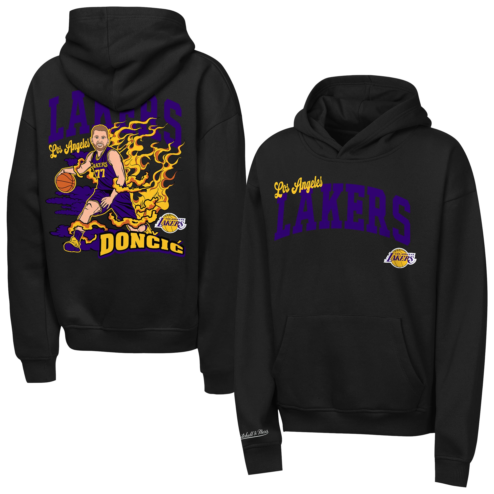 Sweat à capuche Mitchell & Ness Luka Dončić noir Los Angeles Lakers pour jeunes